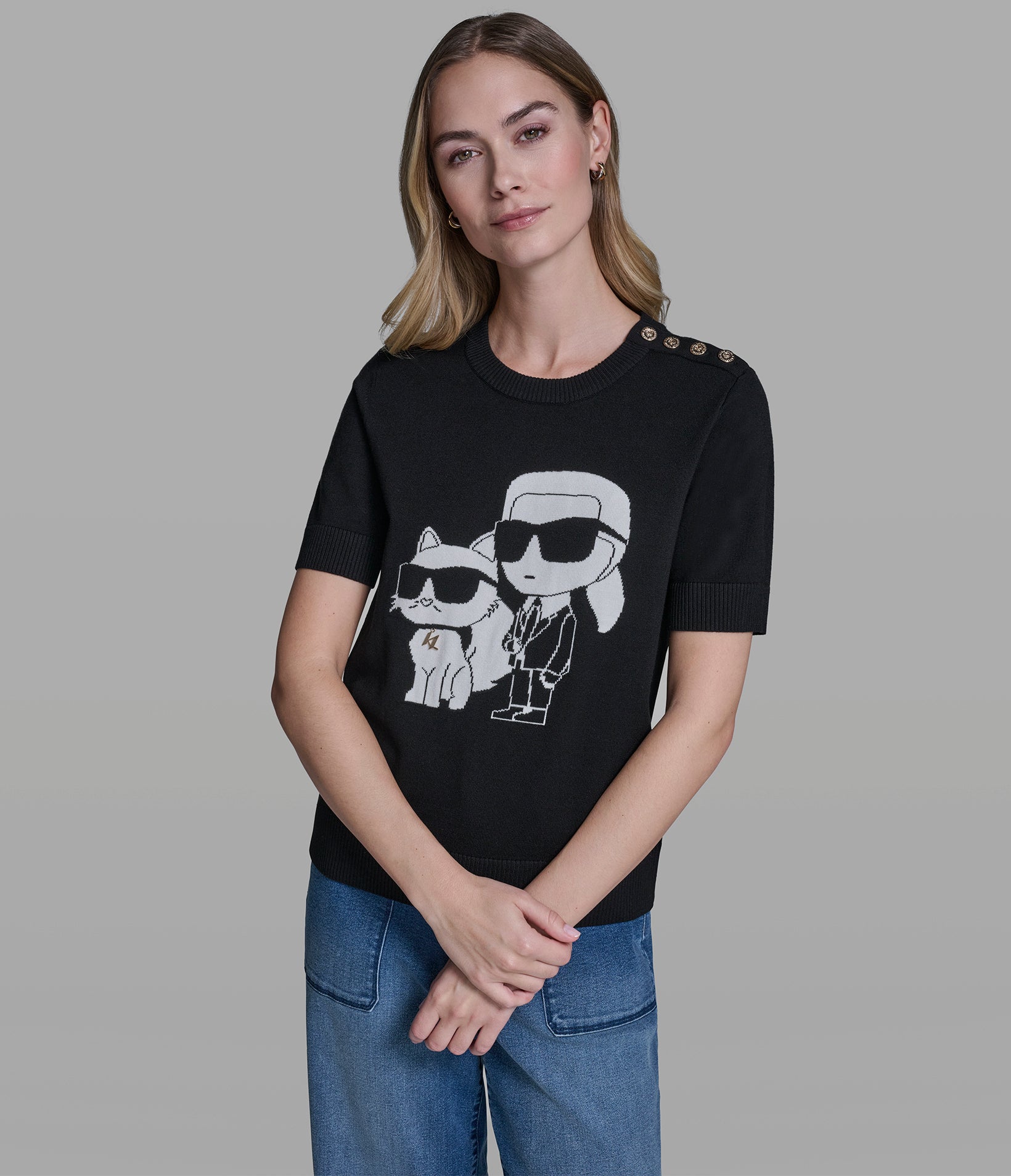 Karl Et Choupette Jacquard Sweater | Sweaters & Tops | Karl