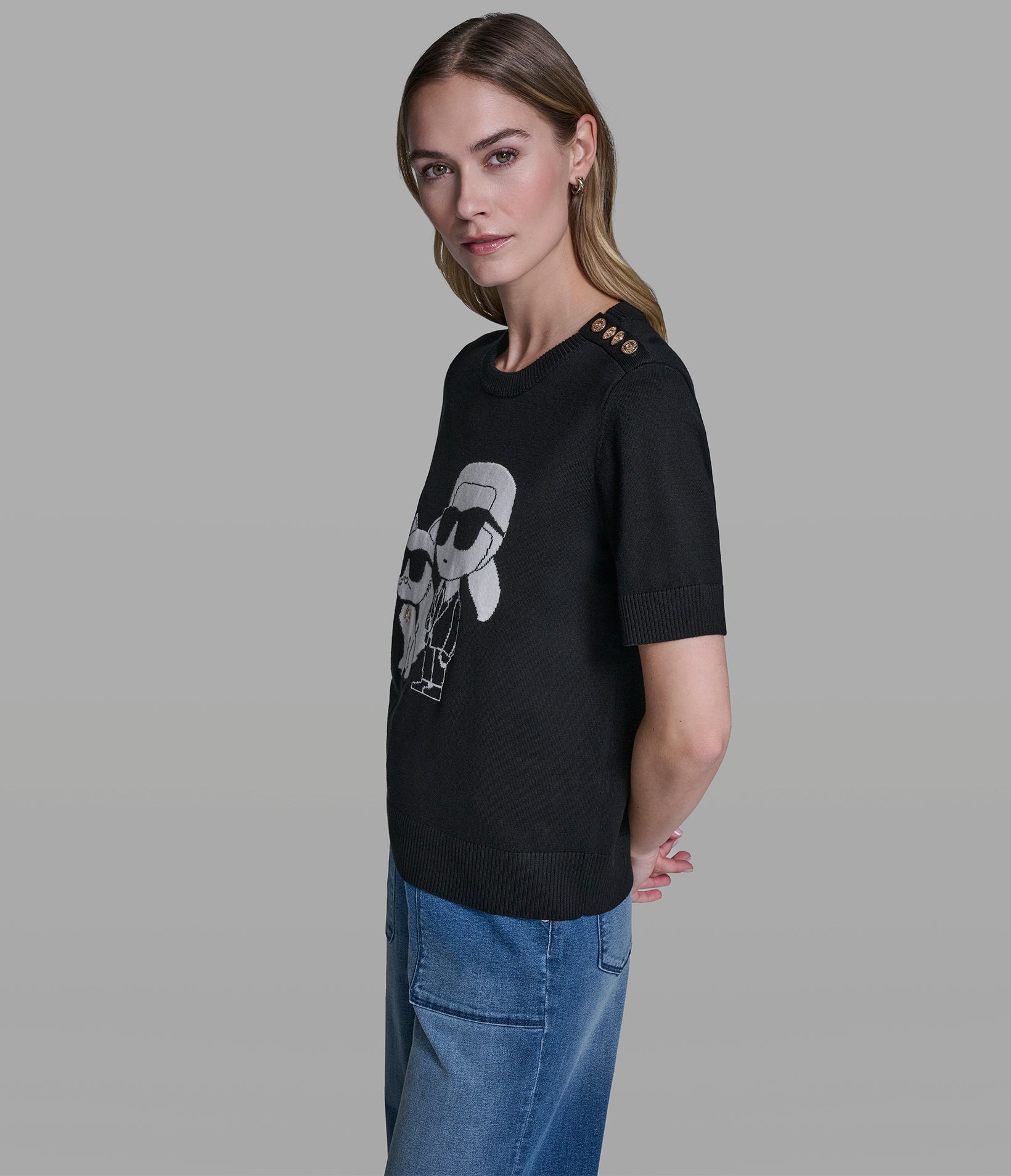 SHORT SLEEVE DUO SWEATER VIEW 3 | Women's Tops & Sweaters SHORT SLEEVE DUO SWEATER VIEW 3 | Women's Tops & Sweaters