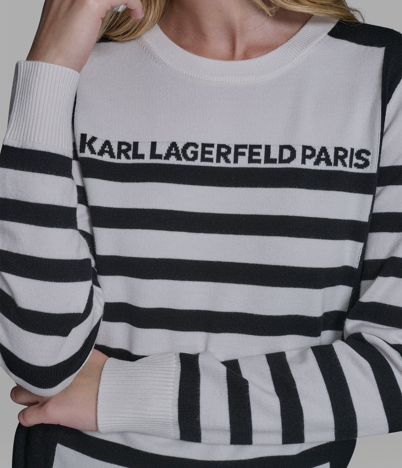 LONG SLEEVE STRIPED LOGO SWEATER VIEW 6 | Women's Clothing LONG SLEEVE STRIPED LOGO SWEATER VIEW 6 | Women's Clothing