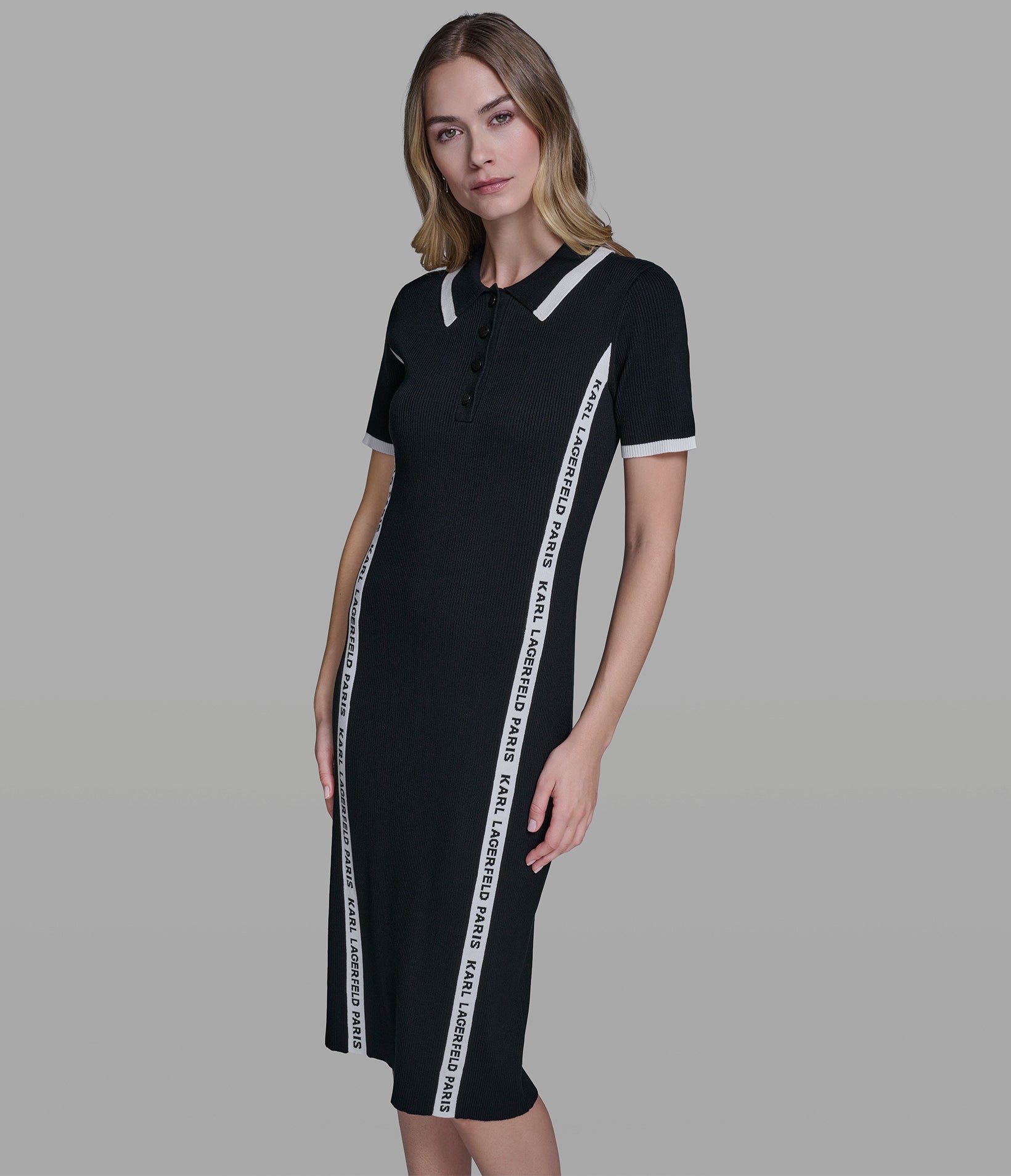 KARL LOGO TRIM SWEATER DRESS View 1 | Women's Clothing KARL LOGO TRIM SWEATER DRESS View 1 | Women's Clothing
