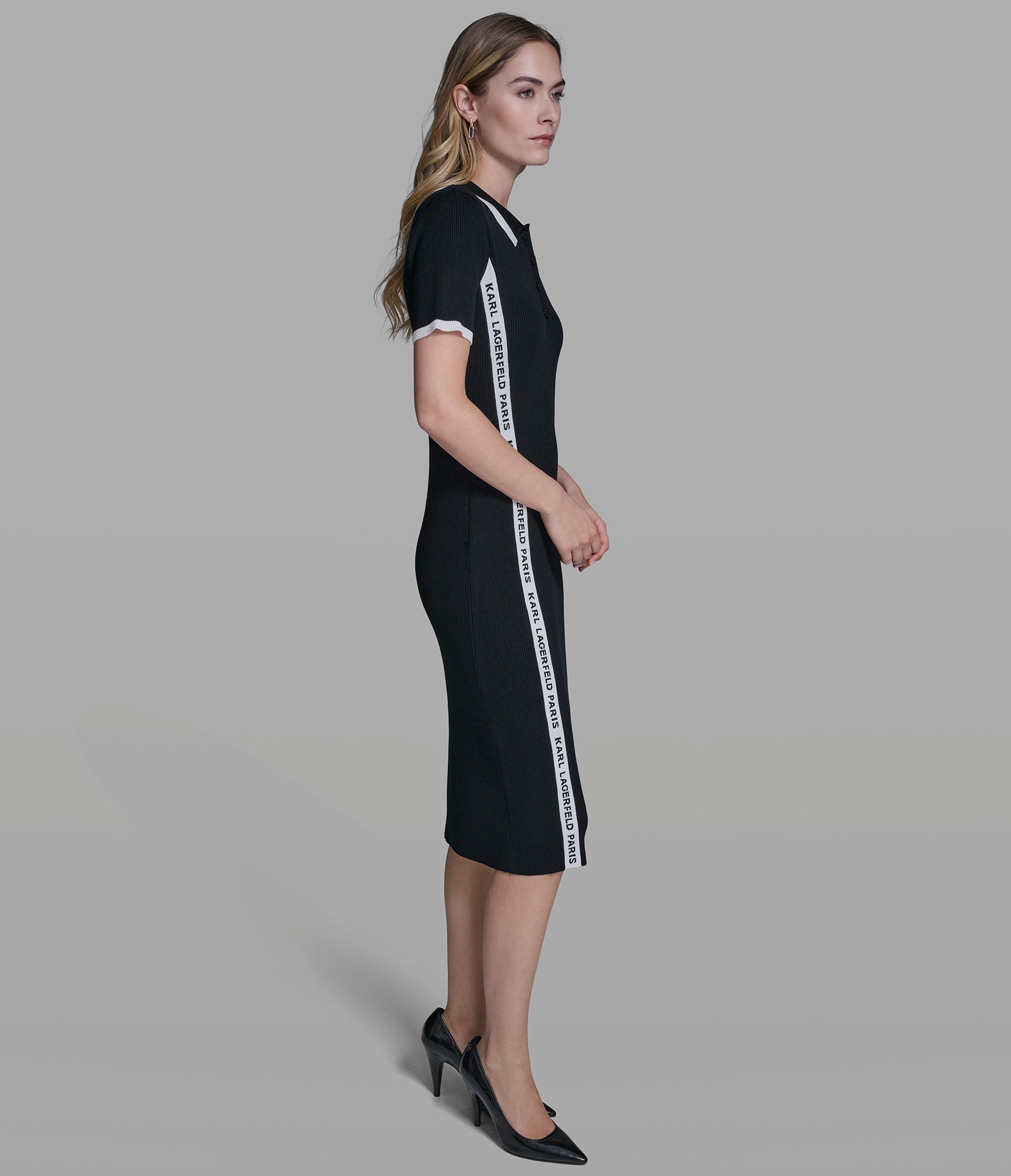 KARL LOGO TRIM SWEATER DRESS VIEW 3 | Women's Clothing KARL LOGO TRIM SWEATER DRESS VIEW 3 | Women's Clothing