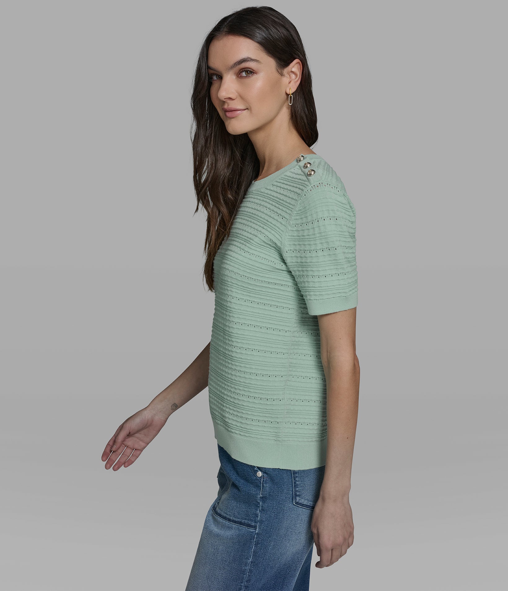 SHORT SLEEVE KNIT SWEATER VIEW 3 | New Arrivals SHORT SLEEVE KNIT SWEATER VIEW 3 | New Arrivals