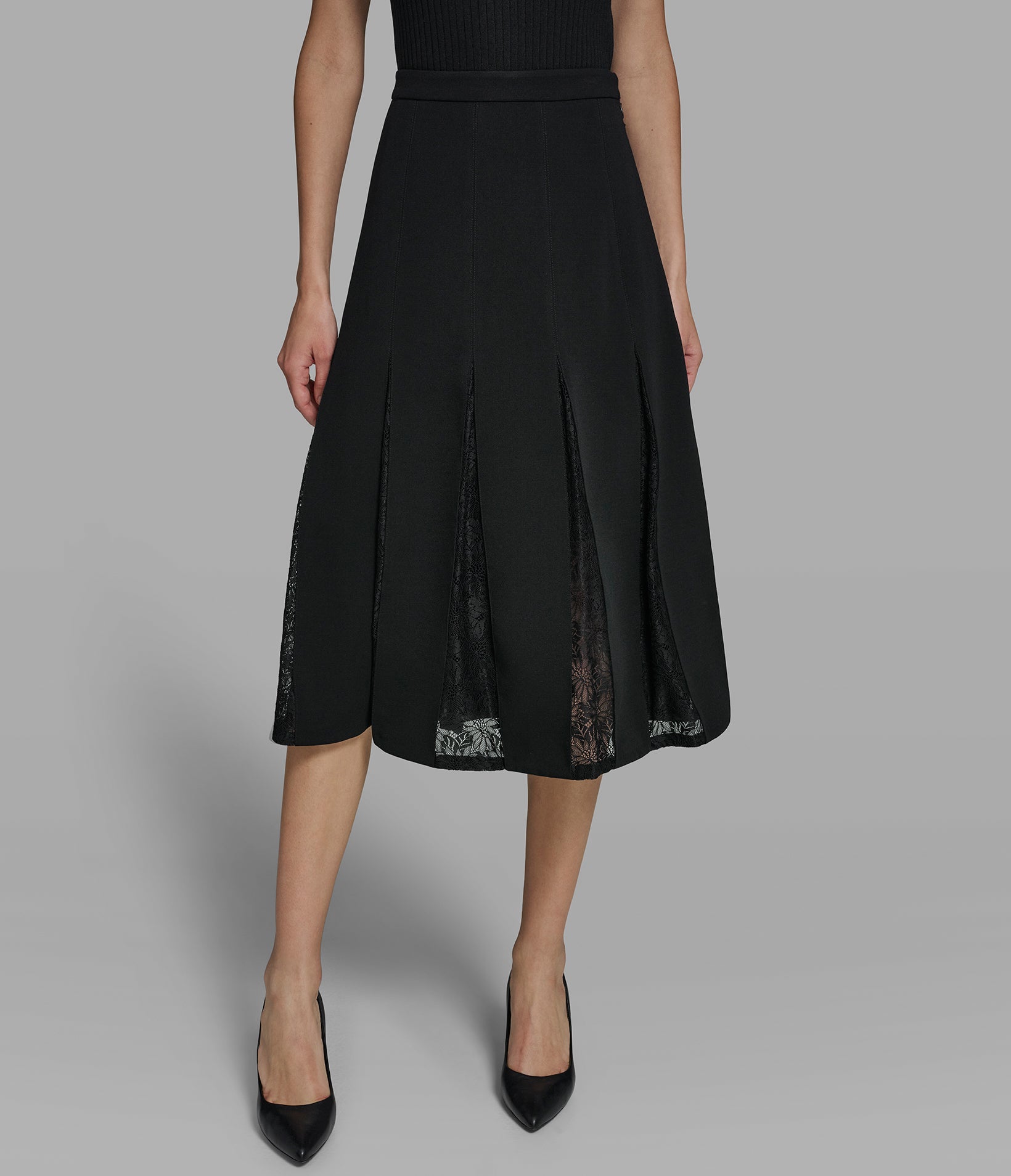 LACE PANELED PLEATED MIDI SKIRT VIEW 4 | Women's Pants & Skirts LACE PANELED PLEATED MIDI SKIRT VIEW 4 | Women's Pants & Skirts