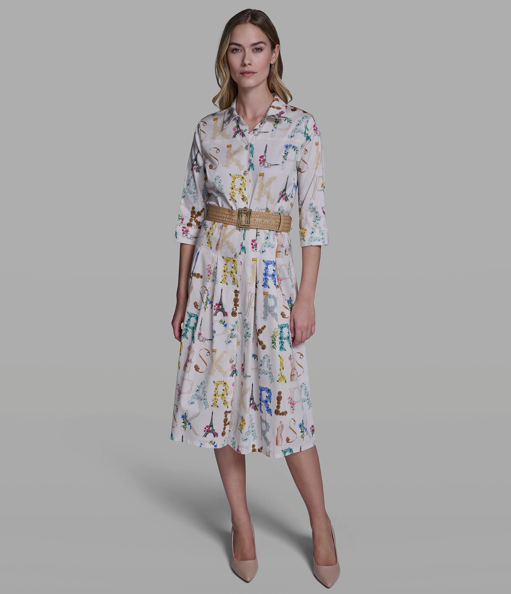 PRINTED MIDI SHIRT DRESS WITH BELT View 1 | Women's Clothing PRINTED MIDI SHIRT DRESS WITH BELT View 1 | Women's Clothing