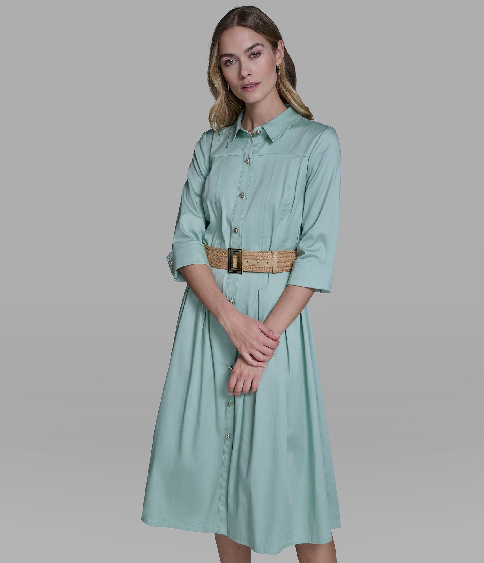 MIDI SHIRT DRESS WITH BELT View 1 | New Arrivals MIDI SHIRT DRESS WITH BELT View 1 | New Arrivals