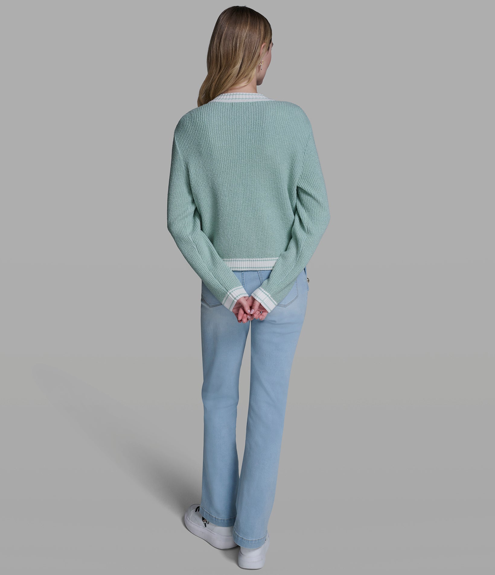 TEXTURED CONTRAST TRIM CARDIGAN VIEW 5 | New Arrivals TEXTURED CONTRAST TRIM CARDIGAN VIEW 5 | New Arrivals