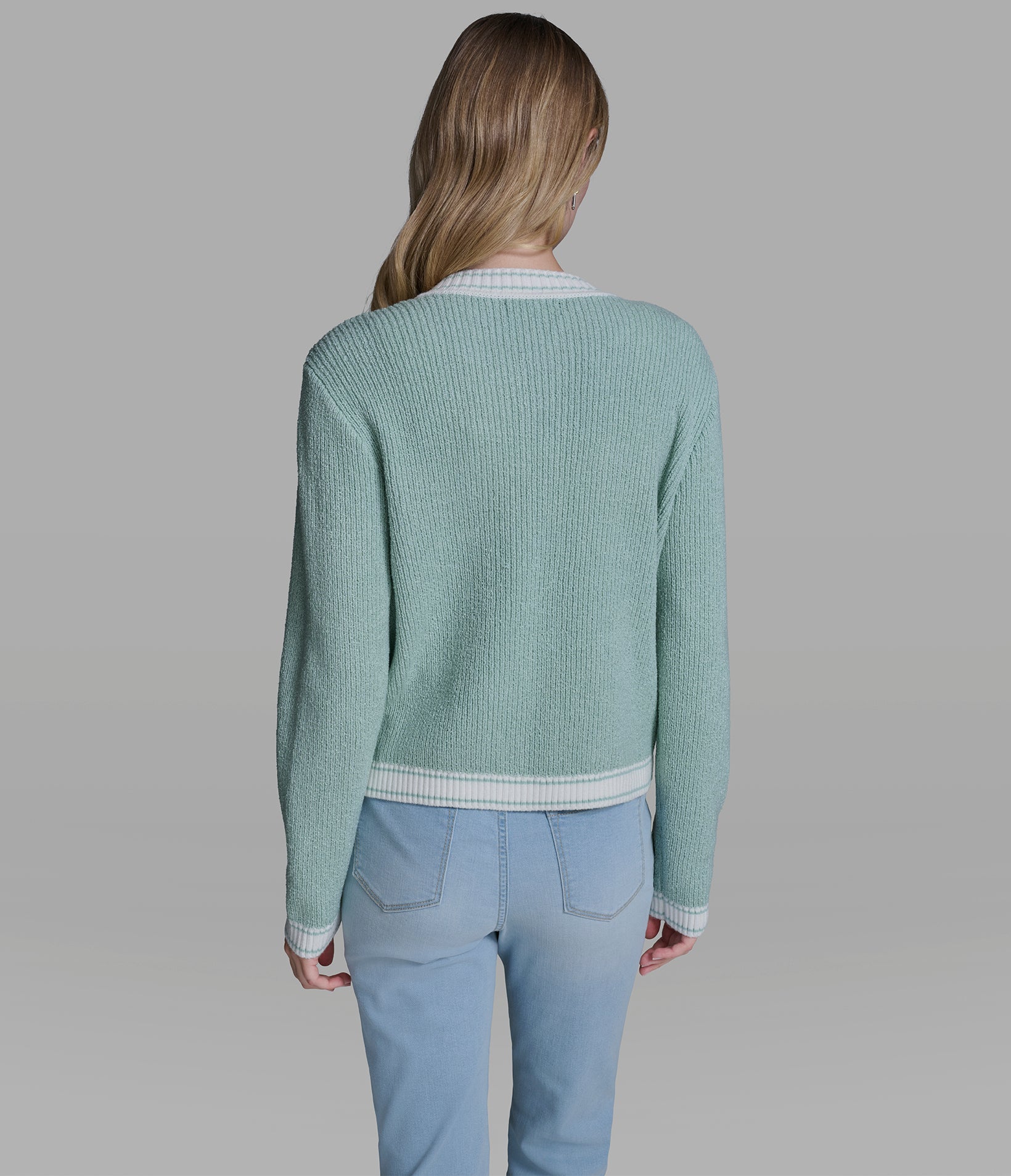 TEXTURED CONTRAST TRIM CARDIGAN View 2 | New Arrivals TEXTURED CONTRAST TRIM CARDIGAN View 2 | New Arrivals