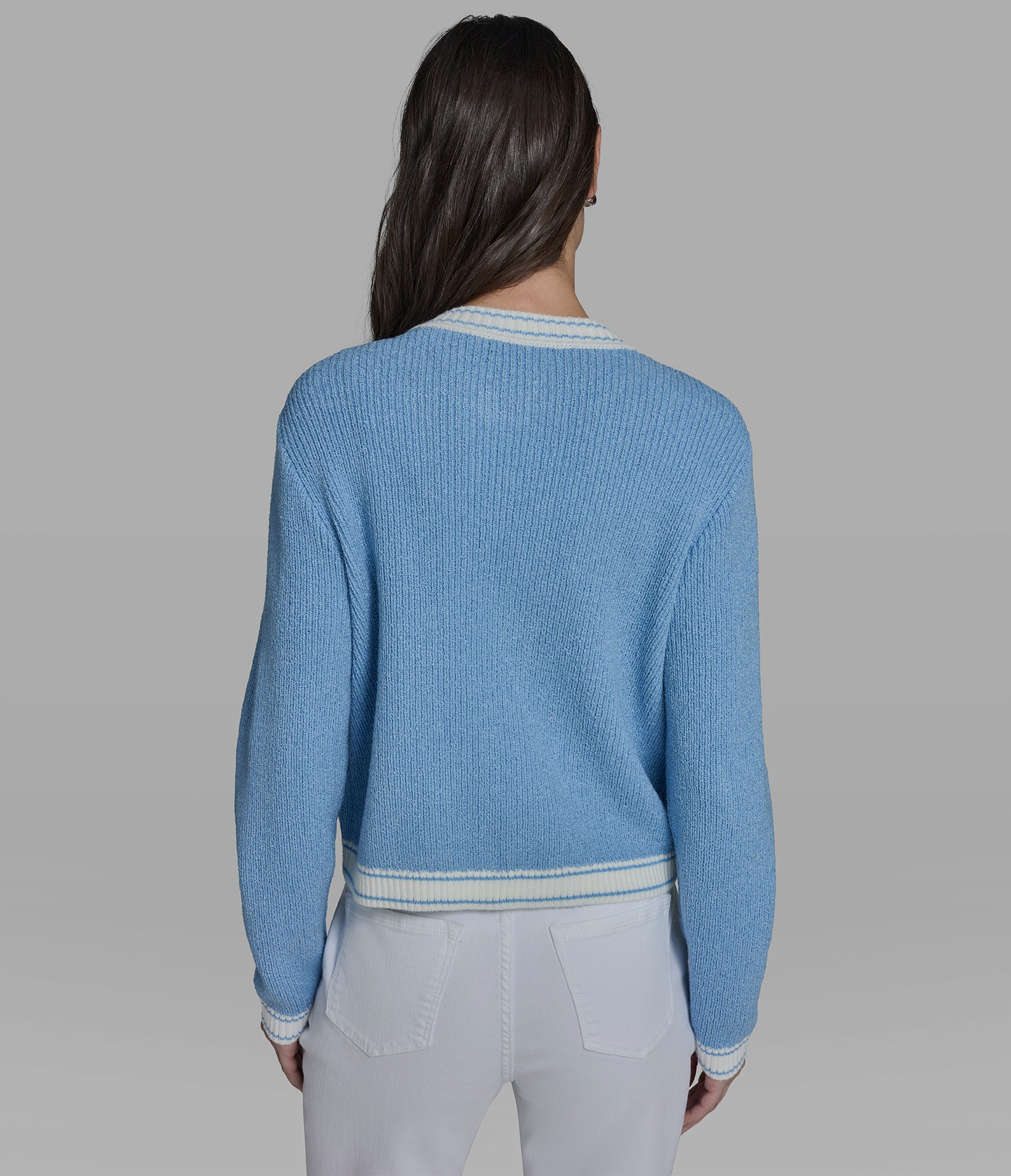 TEXTURED CONTRAST TRIM CARDIGAN View 2 | New Arrivals TEXTURED CONTRAST TRIM CARDIGAN View 2 | New Arrivals