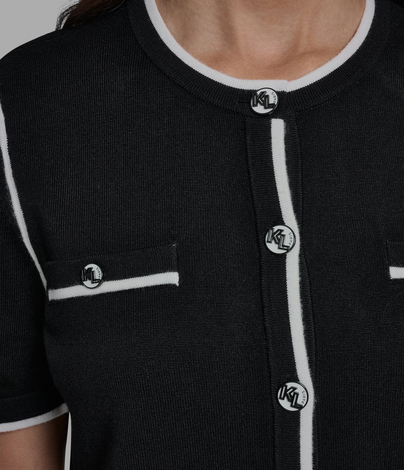 SHORT SLEEVE CARDIGAN WITH CONTRAST TRIM VIEW 3 | New Arrivals SHORT SLEEVE CARDIGAN WITH CONTRAST TRIM VIEW 3 | New Arrivals