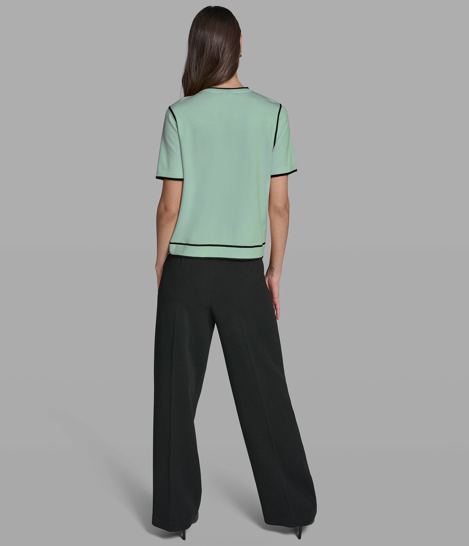 SHORT SLEEVE CARDIGAN WITH CONTRAST TRIM VIEW 5 | Women's Tops & Sweaters SHORT SLEEVE CARDIGAN WITH CONTRAST TRIM VIEW 5 | Women's Tops & Sweaters