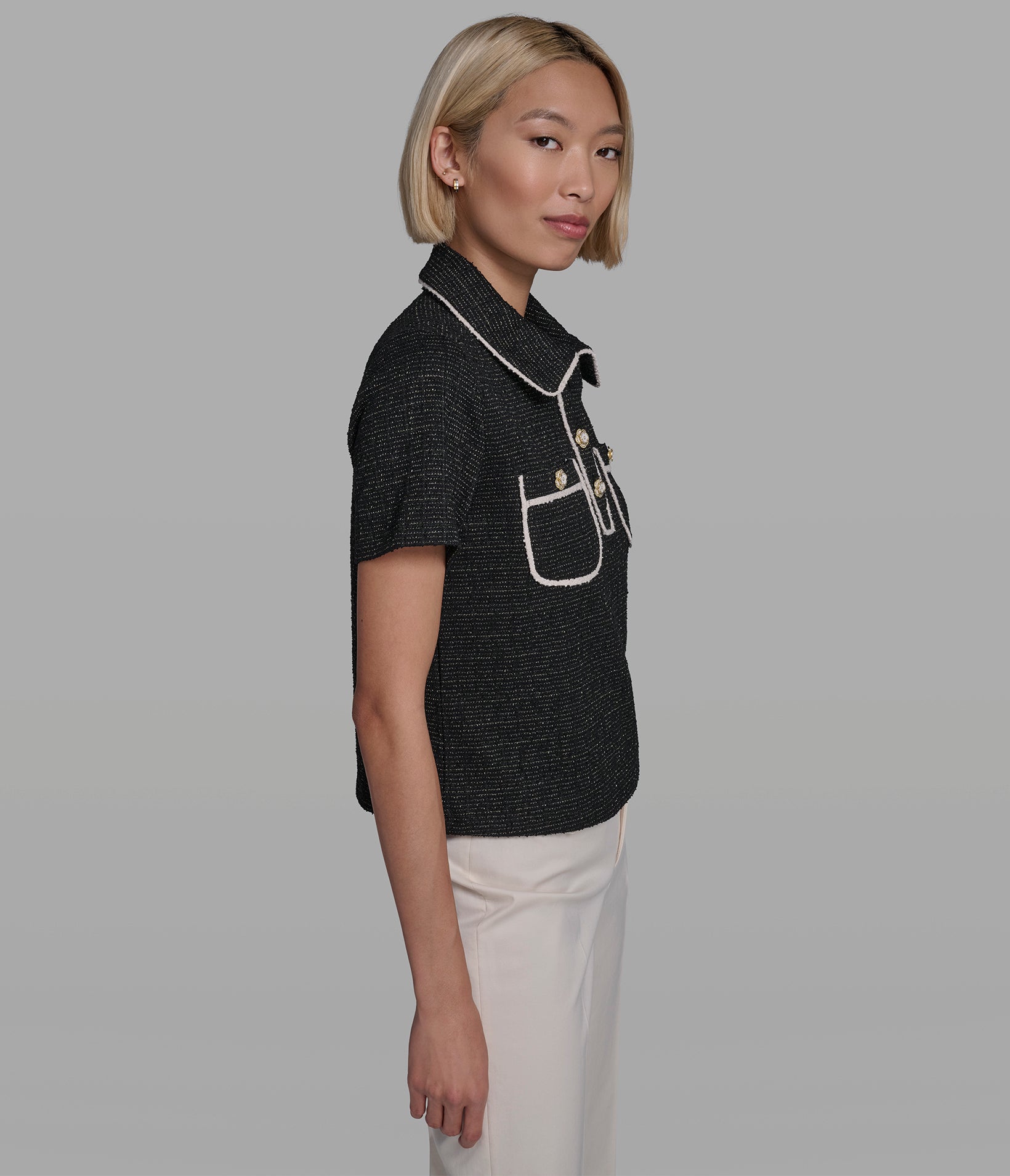 KNIT TWEED POLO VIEW 3 | Women's Tops & Sweaters KNIT TWEED POLO VIEW 3 | Women's Tops & Sweaters