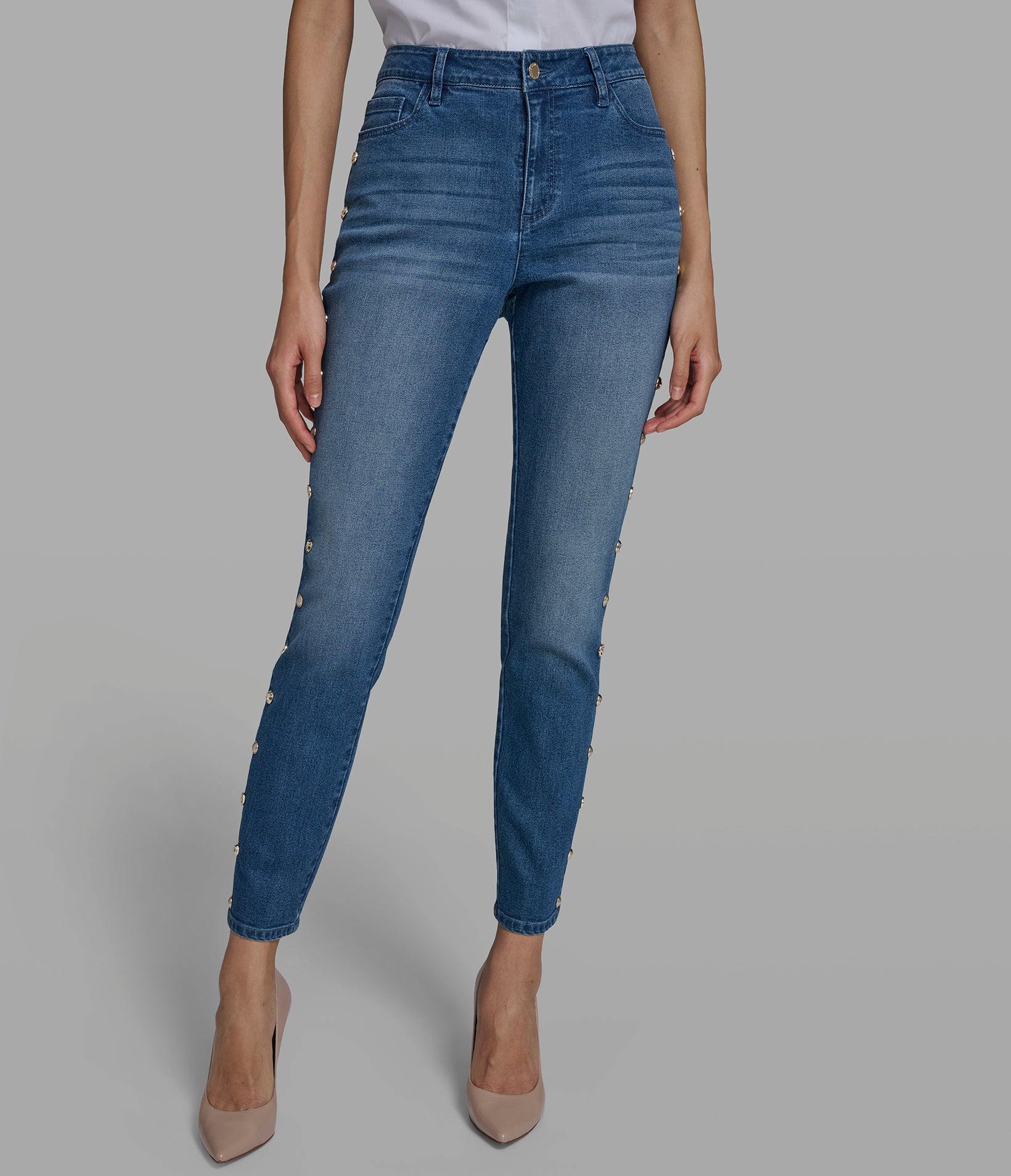 STUDDED STRAIGHT LEG JEAN View 2 | Women's Denim STUDDED STRAIGHT LEG JEAN View 2 | Women's Denim