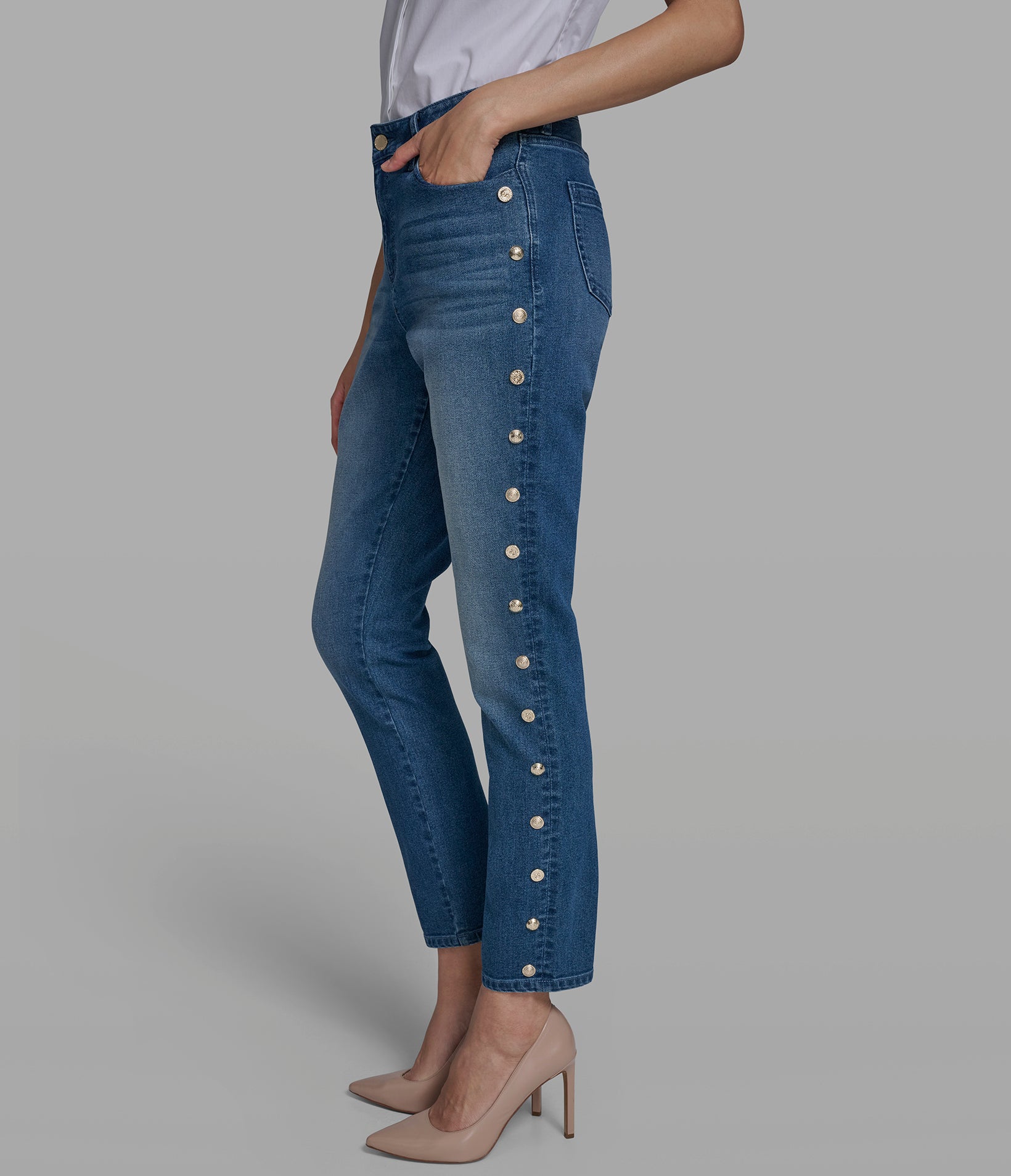STUDDED STRAIGHT LEG JEAN View 1 | Women's Denim STUDDED STRAIGHT LEG JEAN View 1 | Women's Denim