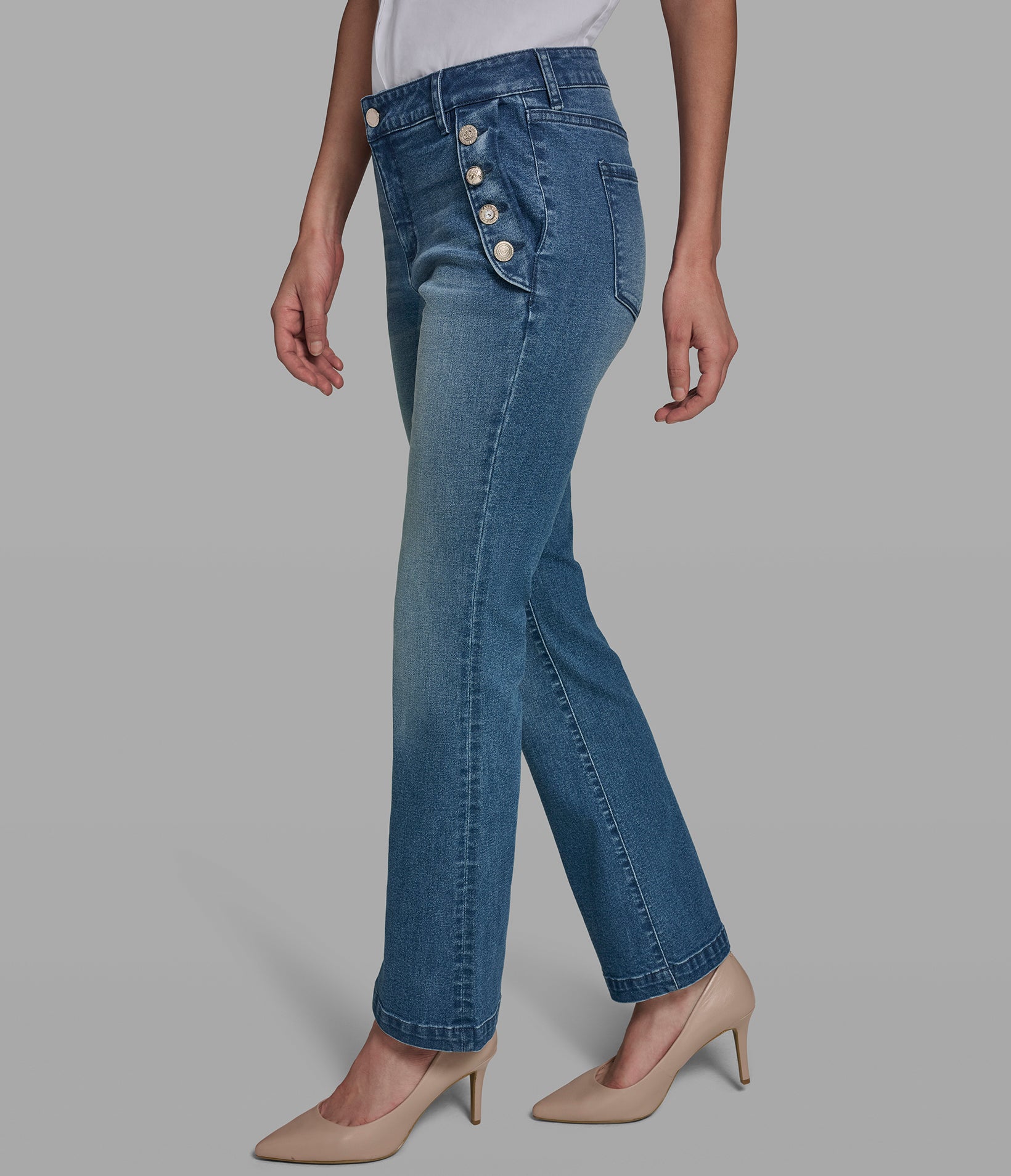 BUTTON POCKET DENIM JEANS VIEW 3 | Women's Denim BUTTON POCKET DENIM JEANS VIEW 3 | Women's Denim
