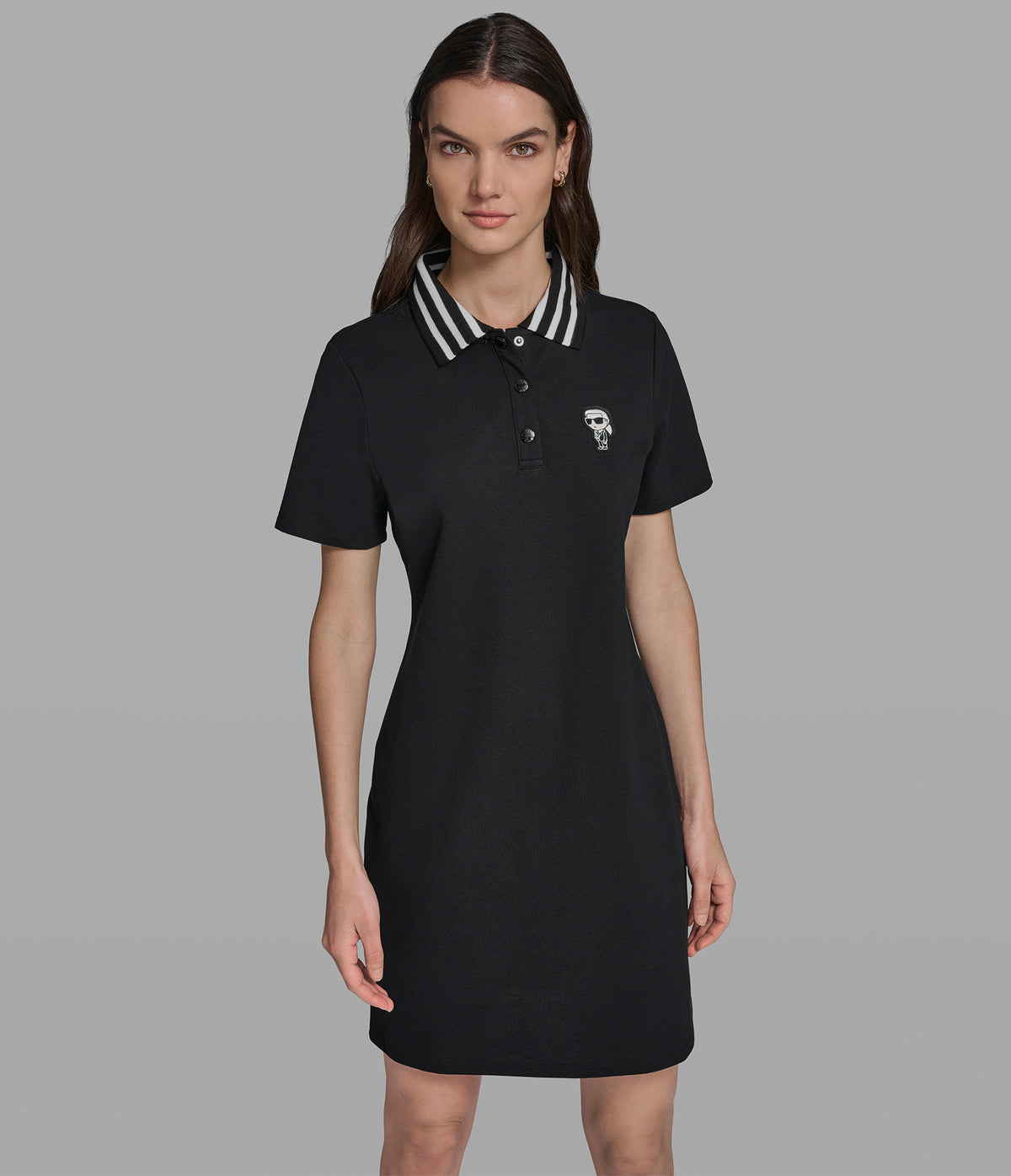 mini polo dress Women's Mini Karl Patch Polo Shirt Dress | Black
