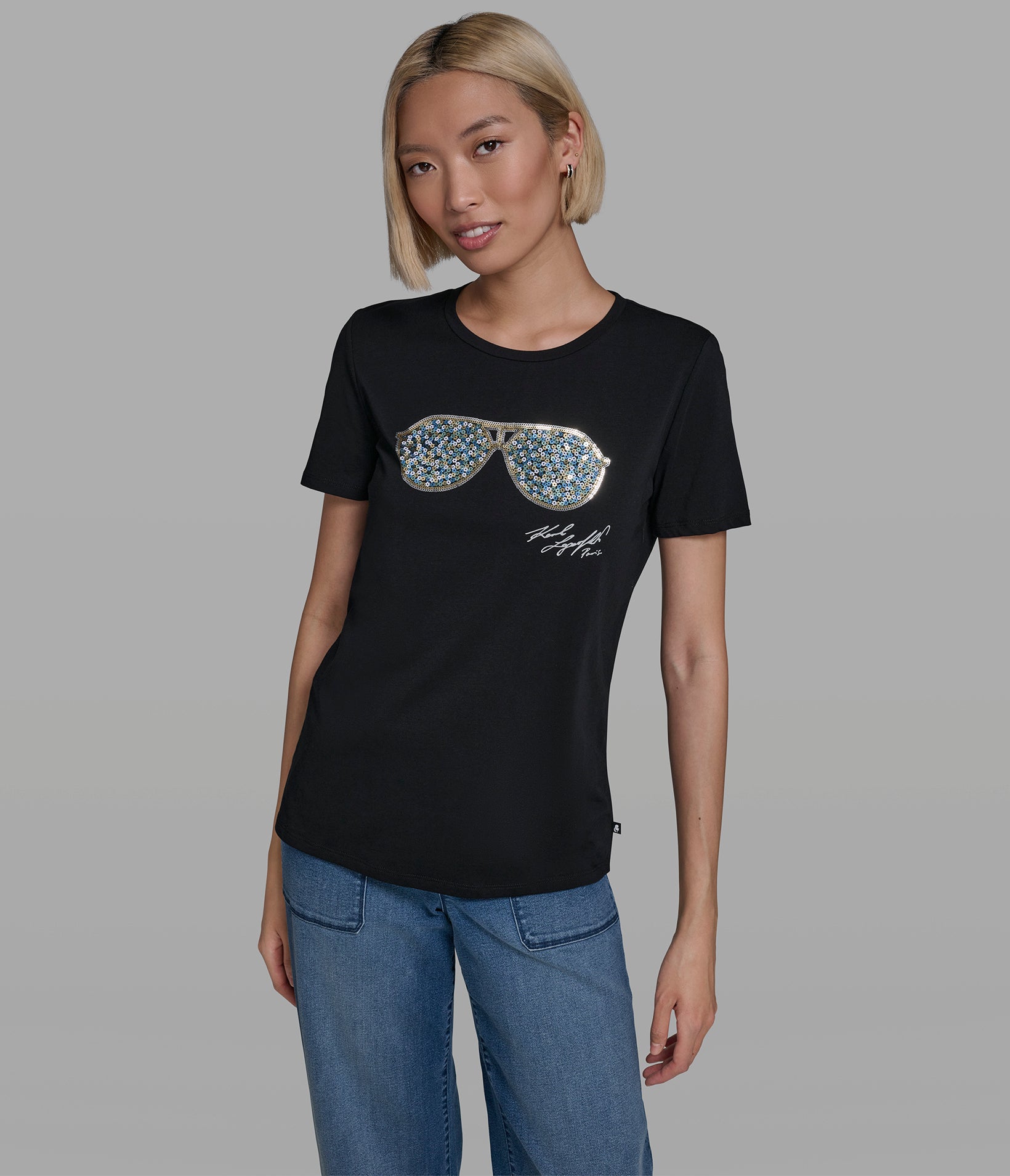 SEQUIN SUNGLASSES LOGO TEE View 1 | New Women's Clothing SEQUIN SUNGLASSES LOGO TEE View 1 | New Women's Clothing