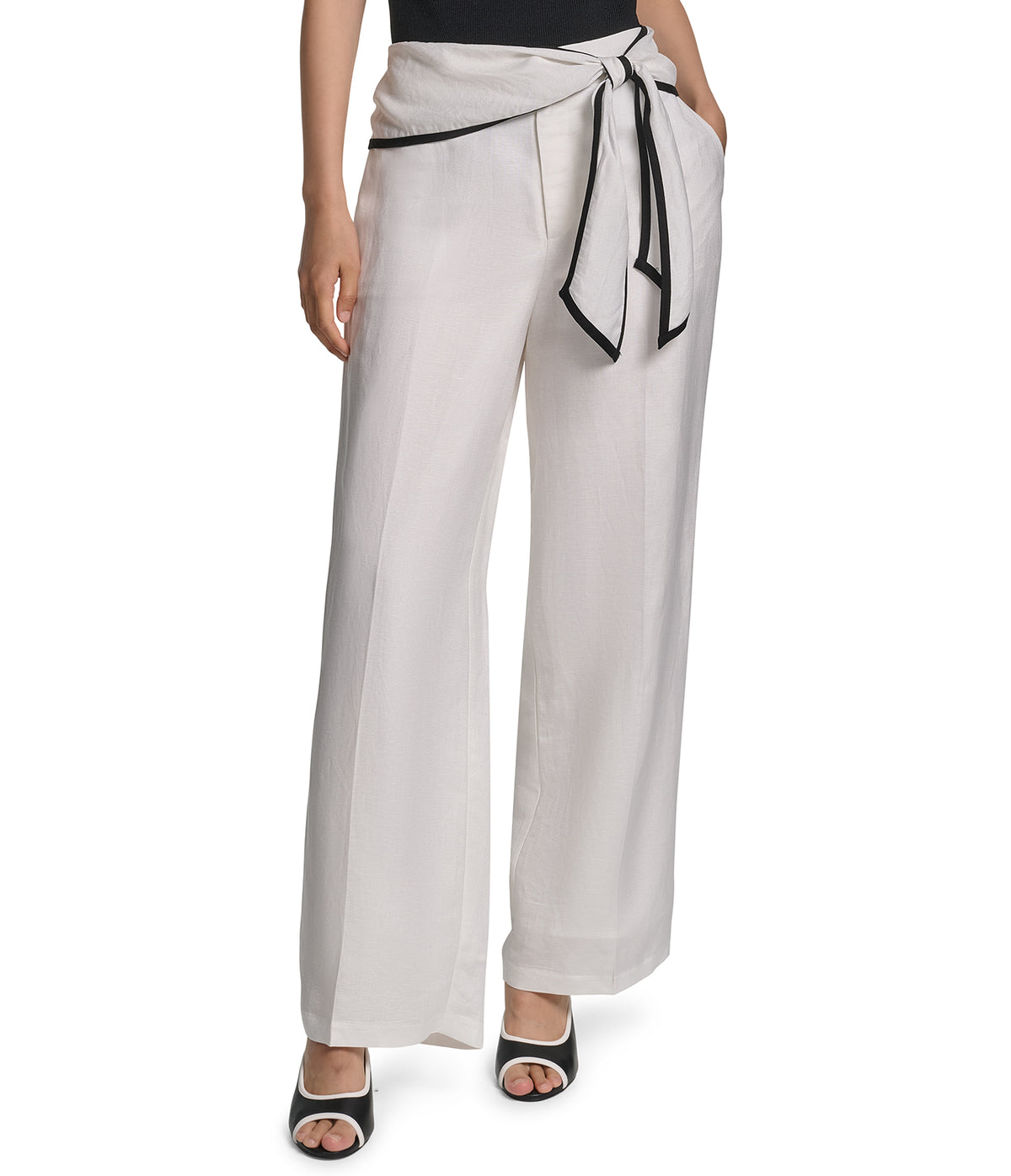 LINEN PANT WITH FRONT TIE VIEW 2 LINEN PANT WITH FRONT TIE VIEW 2