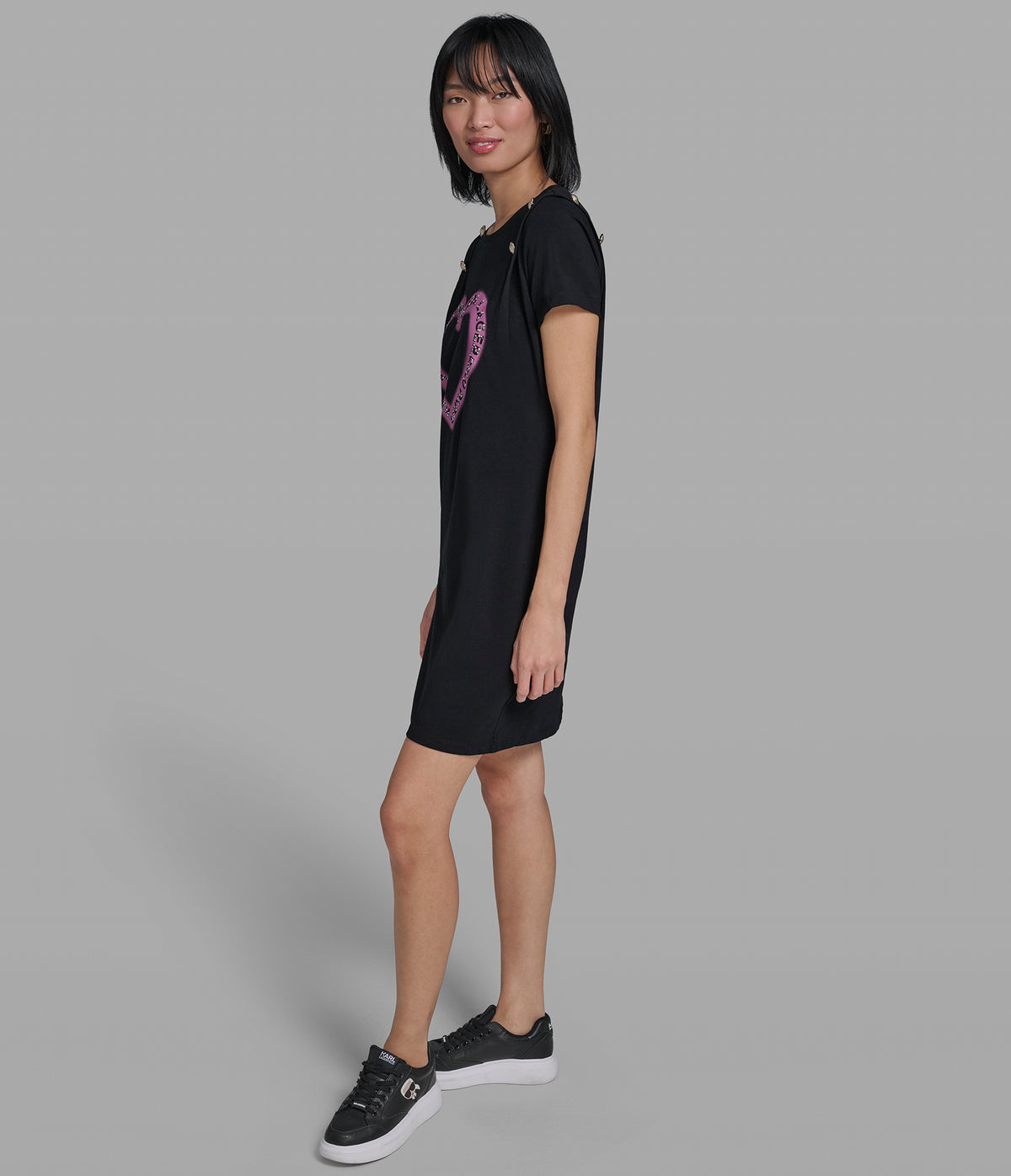 heart print shirt dress Empire Hotched Shirt Dress-Multi, Starburst Heart