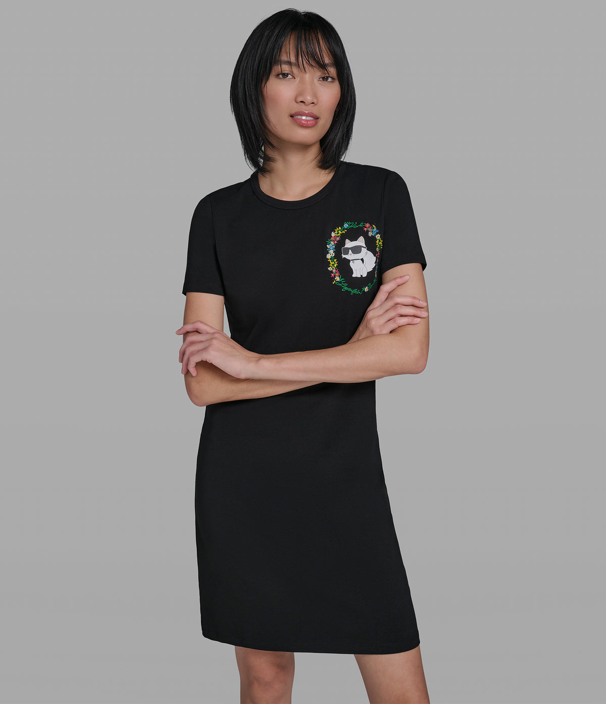 FLORAL FRAME CHOUPETTE T-SHIRT DRESS