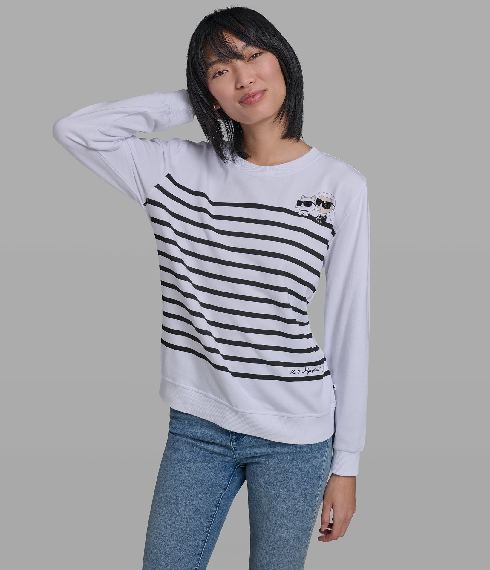 PEEKING DUO STRIPE SWEATSHIRT View 1 | Women's Clothing PEEKING DUO STRIPE SWEATSHIRT View 1 | Women's Clothing