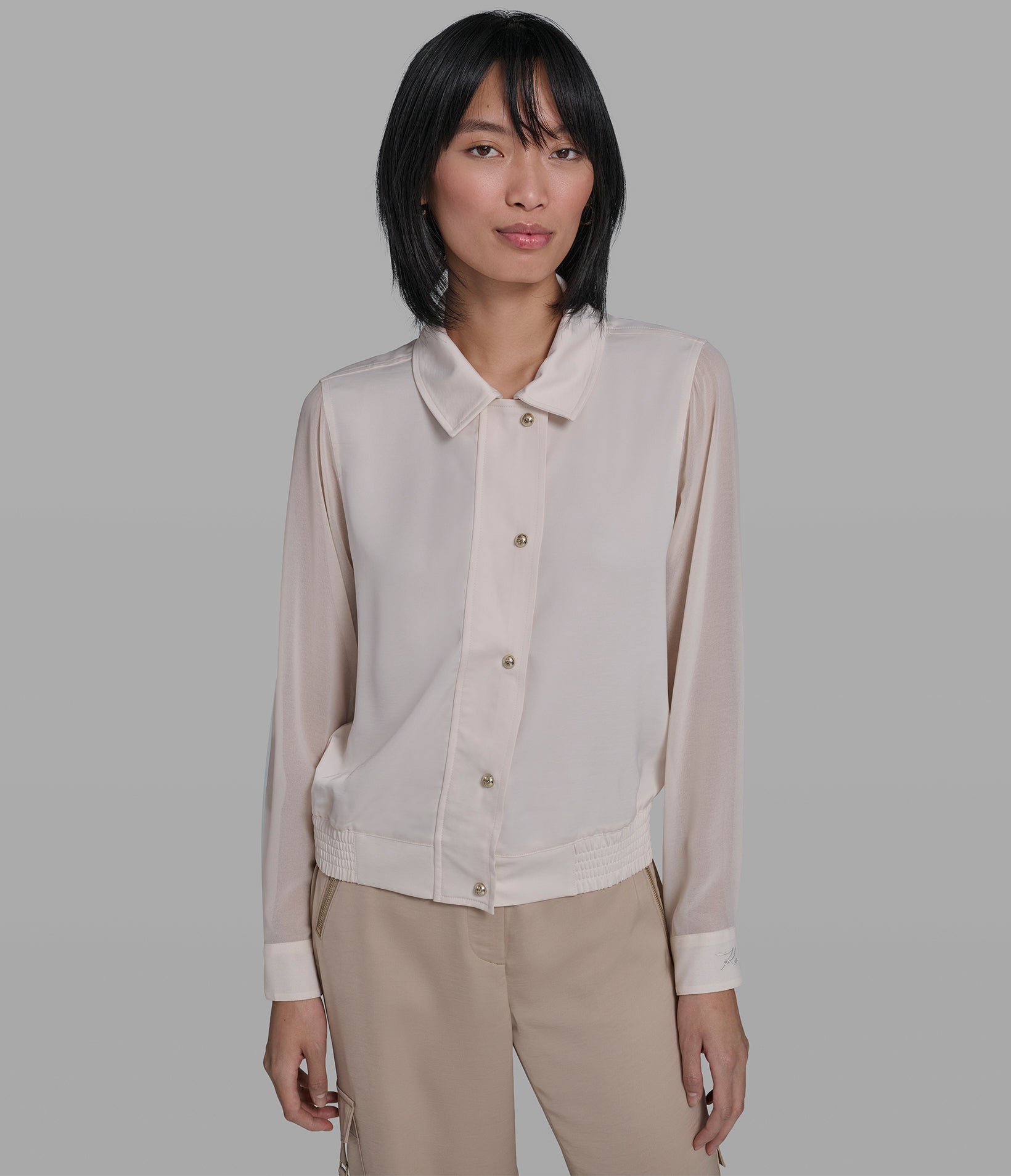 Button And Zip Shirt | Sweaters & Tops | Karl Lagerfeld Paris