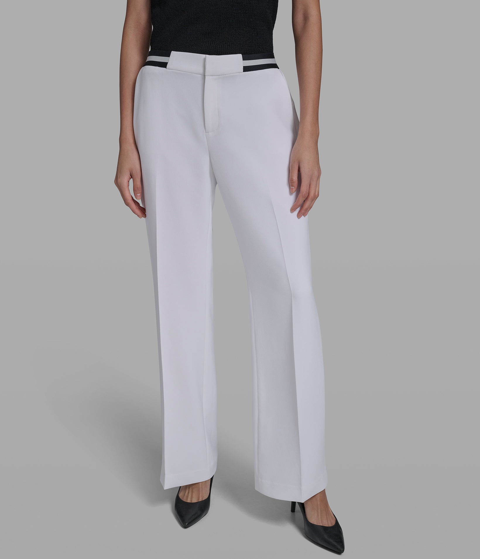 STRAIGHT LEG PANT WITH CONTRAIST WAIST View 1 | Women's Clothing STRAIGHT LEG PANT WITH CONTRAIST WAIST View 1 | Women's Clothing