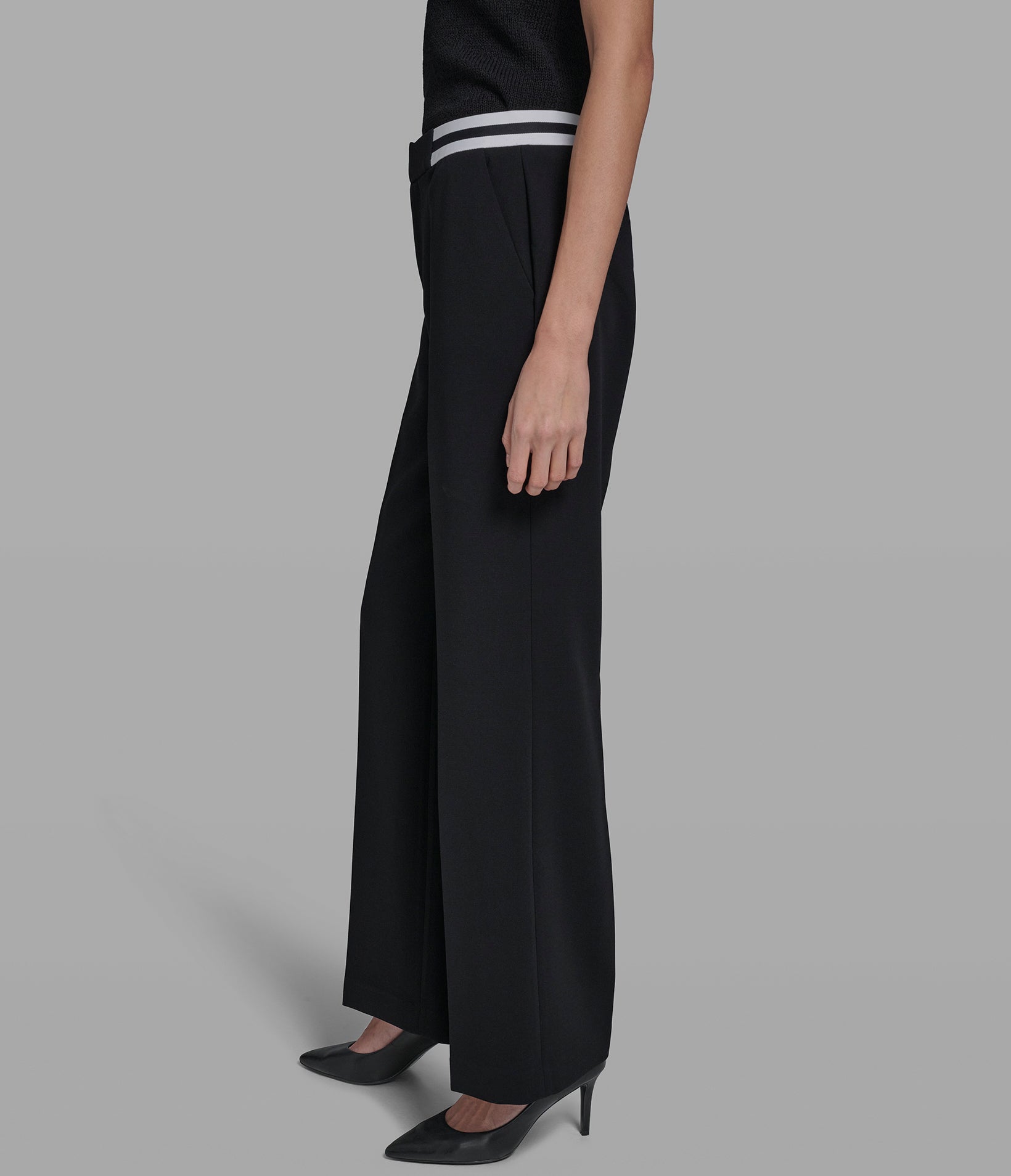 STRAIGHT LEG PANT WITH CONTRAST WAIST VIEW 3 | Women's Spring Collection STRAIGHT LEG PANT WITH CONTRAST WAIST VIEW 3 | Women's Spring Collection