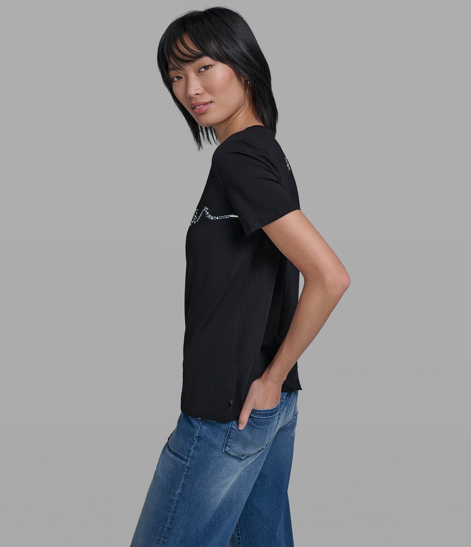 EMBELLISHED BONJOUR GRAPHIC TEE VIEW 3 | Women's Clothing EMBELLISHED BONJOUR GRAPHIC TEE VIEW 3 | Women's Clothing