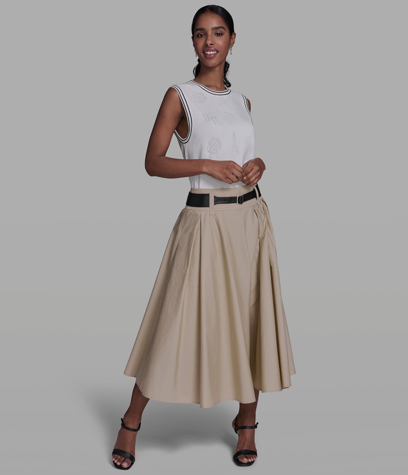 BELTED POPLIN MIDI SKIRT VIEW 4 | New Arrivals BELTED POPLIN MIDI SKIRT VIEW 4 | New Arrivals