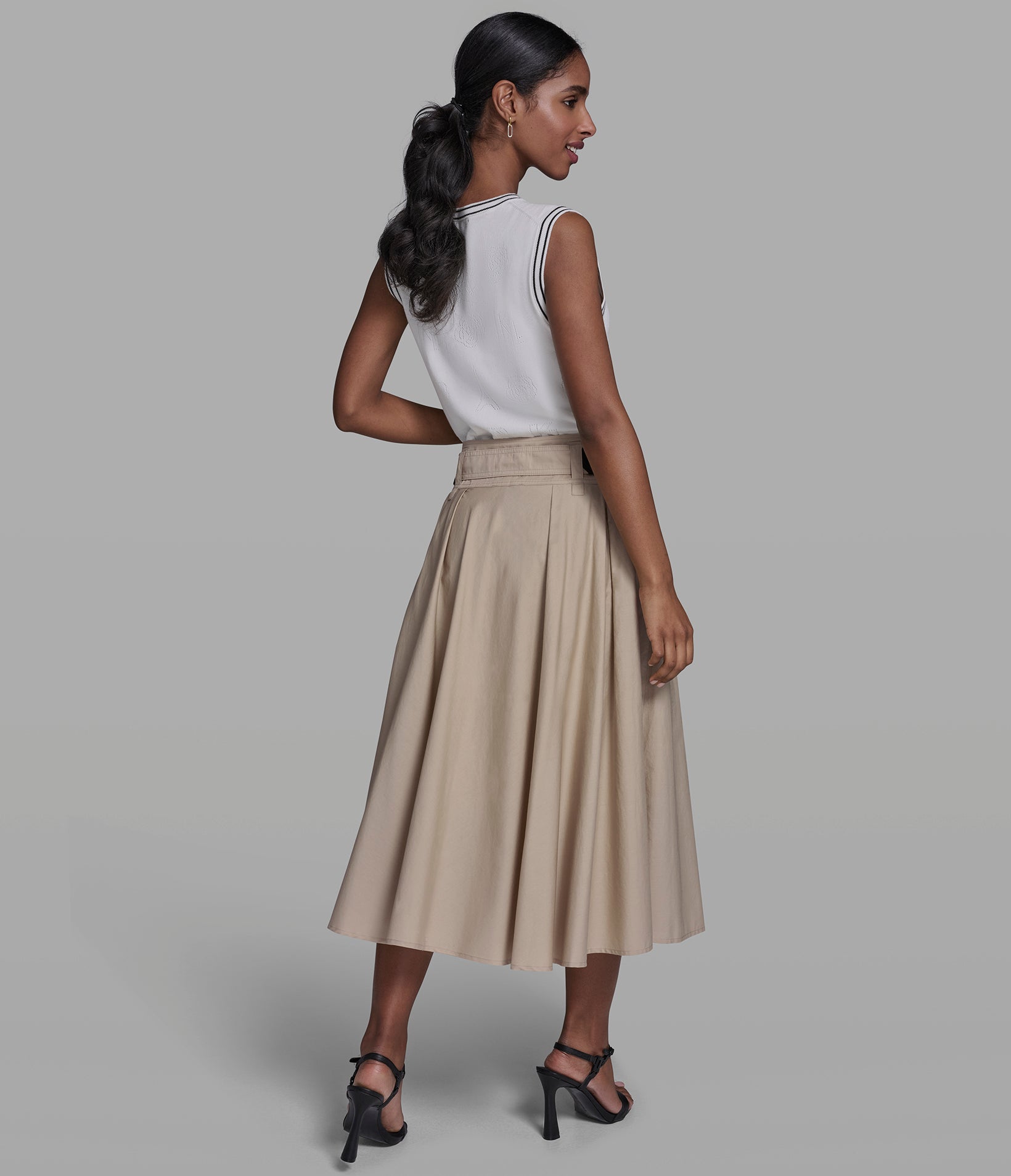 BELTED POPLIN MIDI SKIRT VIEW 5 | New Arrivals BELTED POPLIN MIDI SKIRT VIEW 5 | New Arrivals