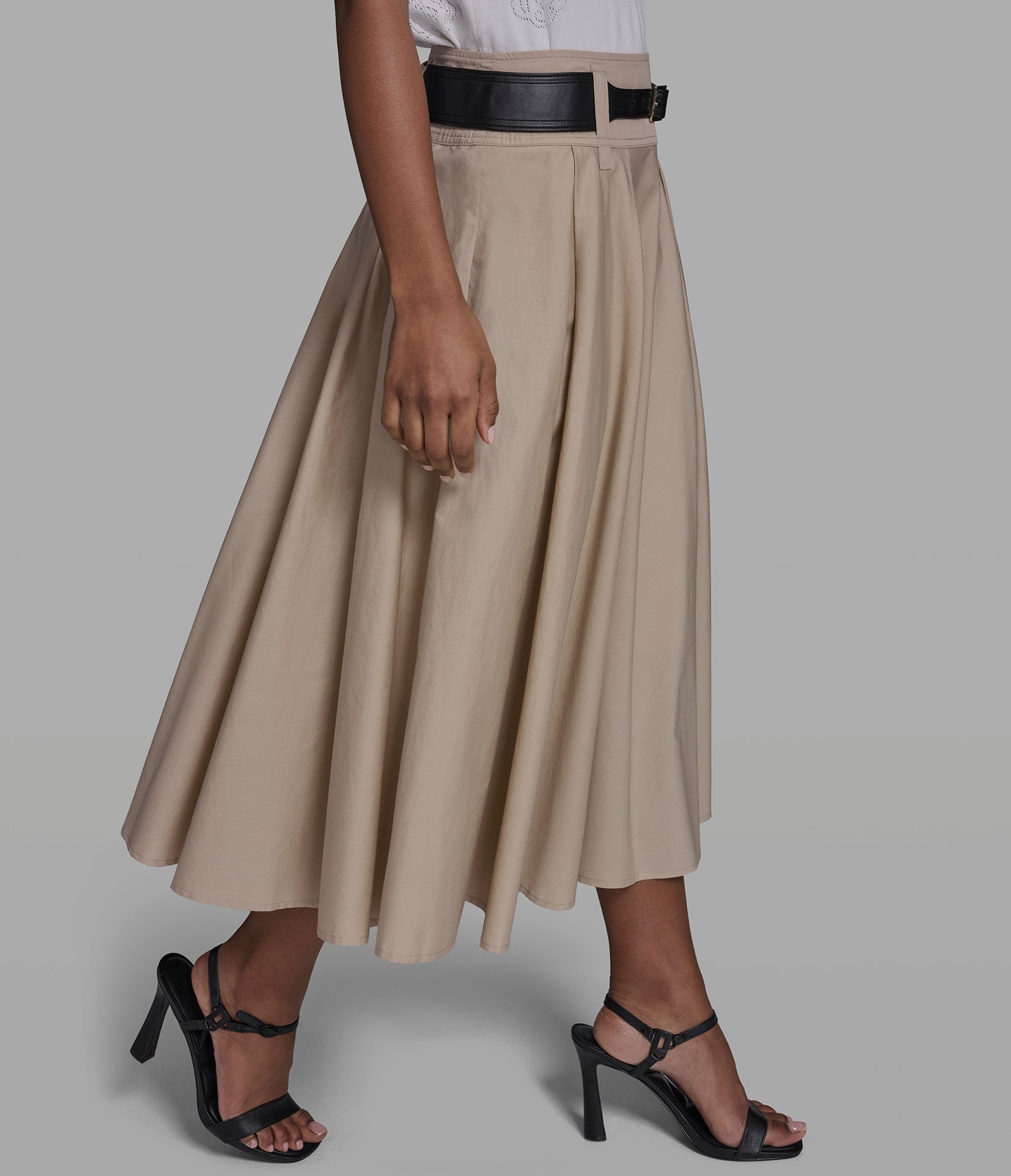 BELTED POPLIN MIDI SKIRT View 1 | New Arrivals BELTED POPLIN MIDI SKIRT View 1 | New Arrivals