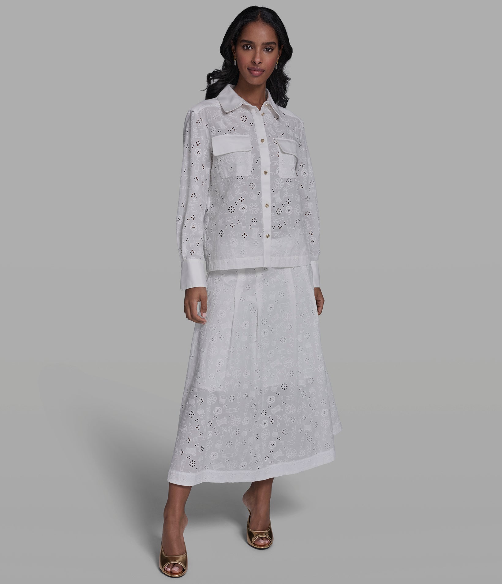 COTTON LOGO EYELET SHIRT VIEW 4 | Women's Clothing COTTON LOGO EYELET SHIRT VIEW 4 | Women's Clothing
