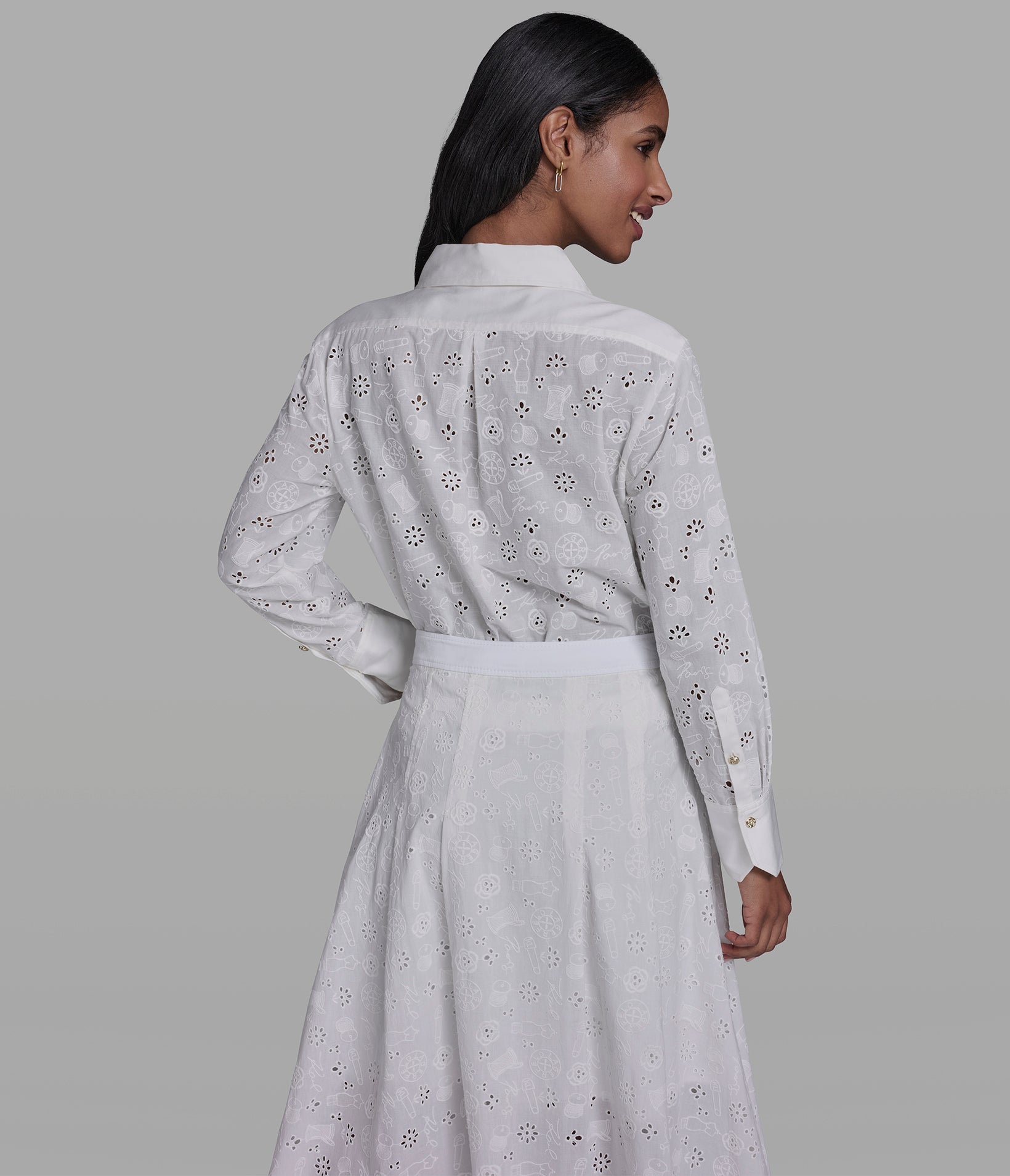 COTTON LOGO EYELET SHIRT View 2 | Women's Clothing COTTON LOGO EYELET SHIRT View 2 | Women's Clothing