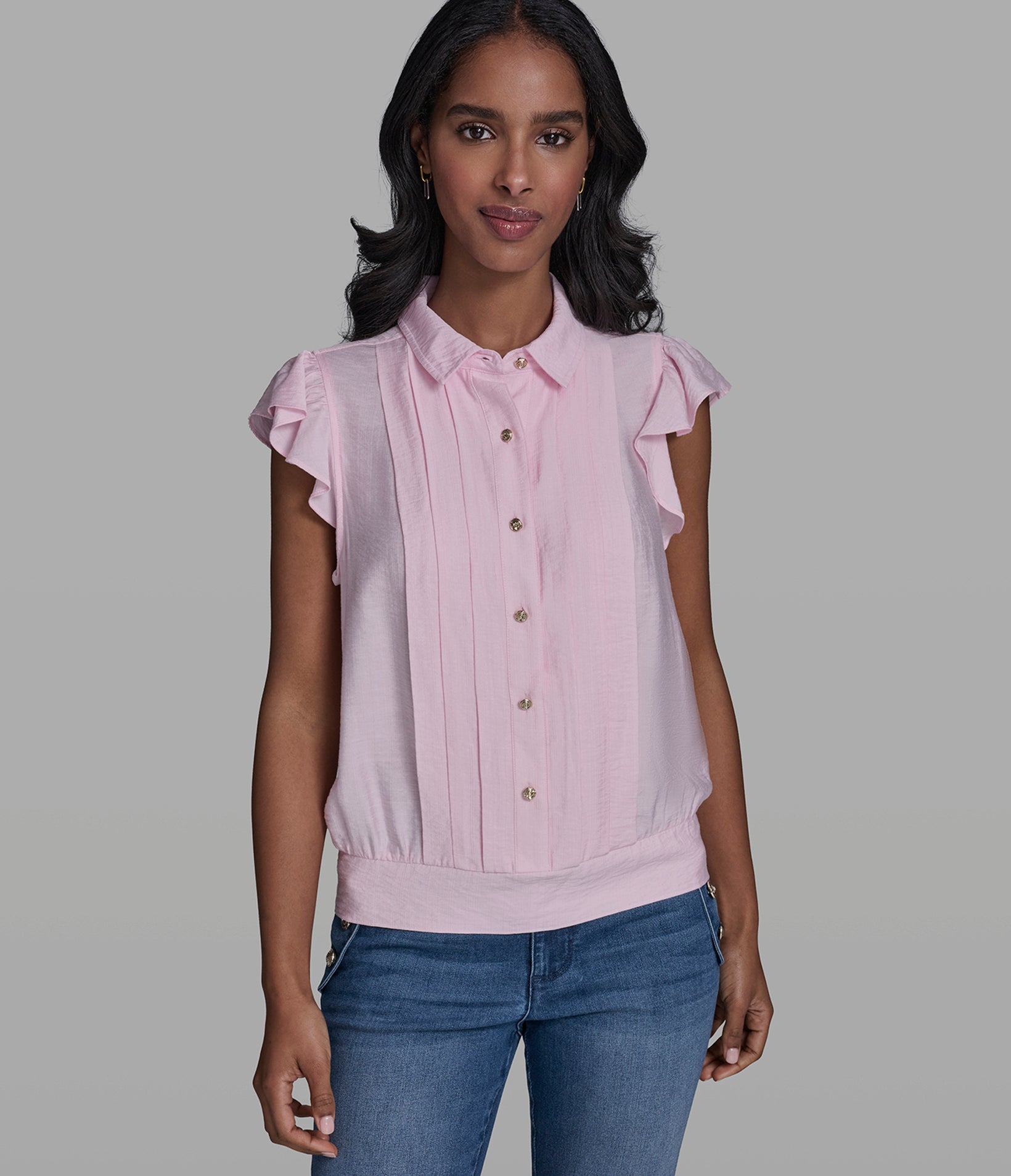 SLEEVELESS PLEAT FRONT BLOUSE View 1 | Women's Tops & Sweaters SLEEVELESS PLEAT FRONT BLOUSE View 1 | Women's Tops & Sweaters