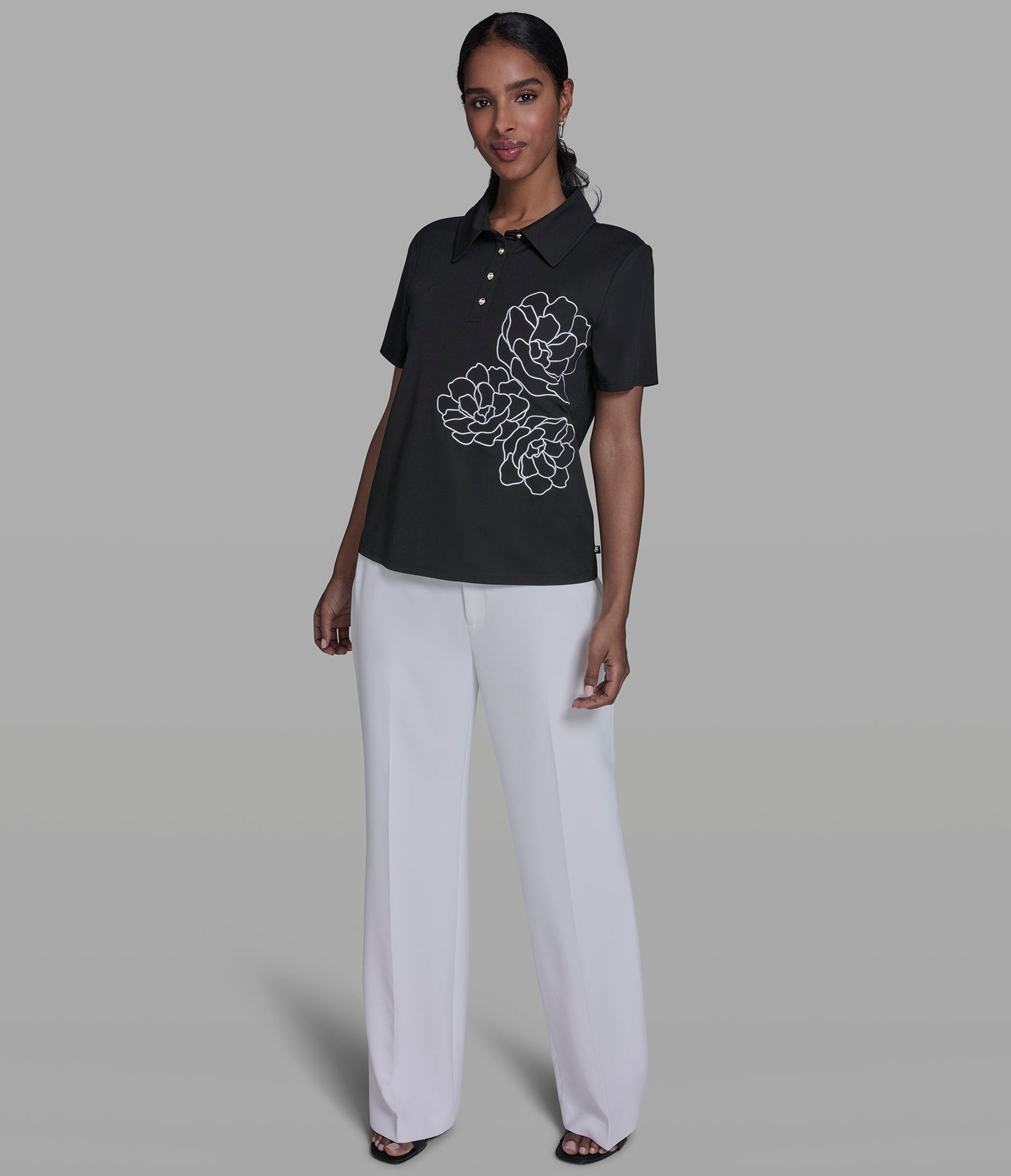 SHORT SLEEVE FLORAL KNIT POLO VIEW 4 | Women's Tops & Sweaters SHORT SLEEVE FLORAL KNIT POLO VIEW 4 | Women's Tops & Sweaters