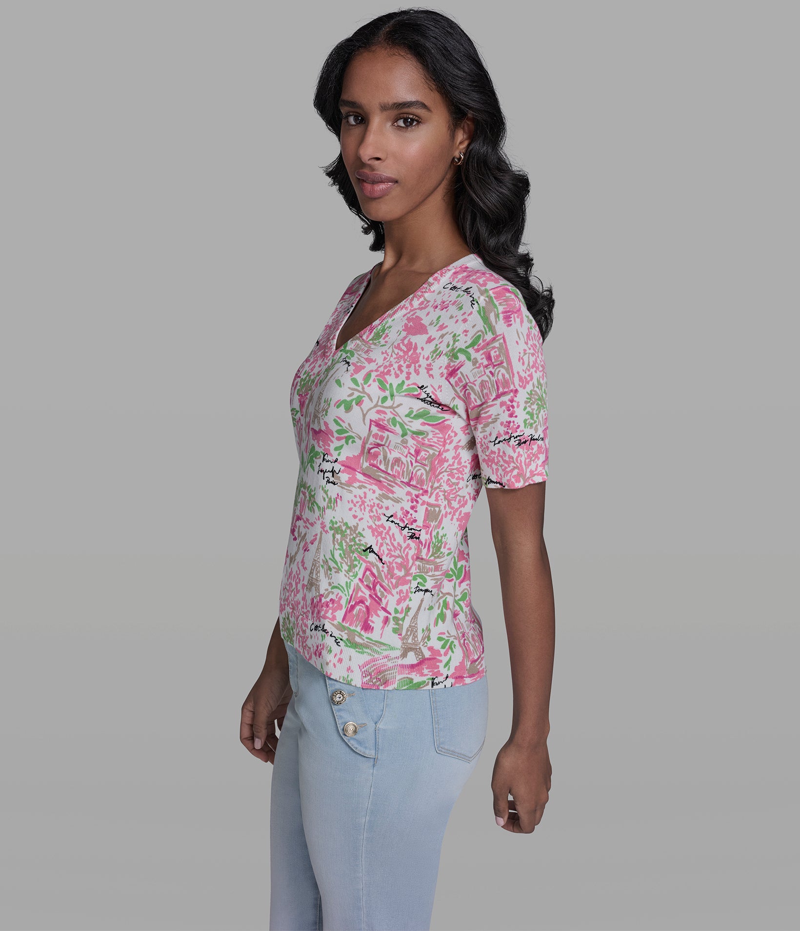 FLORAL CONVERSATIONAL PRINT SWEATER VIEW 3 FLORAL CONVERSATIONAL PRINT SWEATER VIEW 3