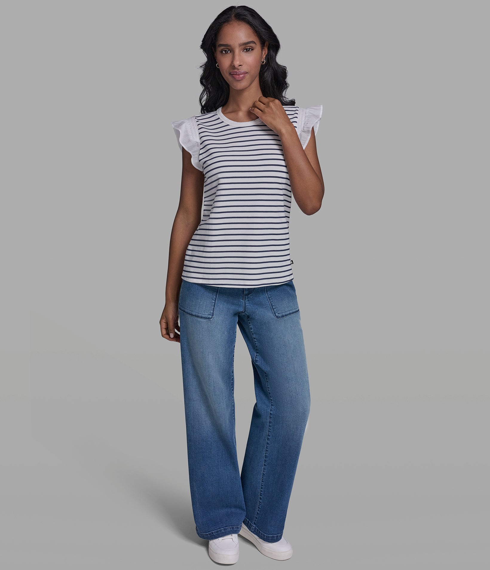 STRIPE RUFFLE KNIT TANK VIEW 4 STRIPE RUFFLE KNIT TANK VIEW 4