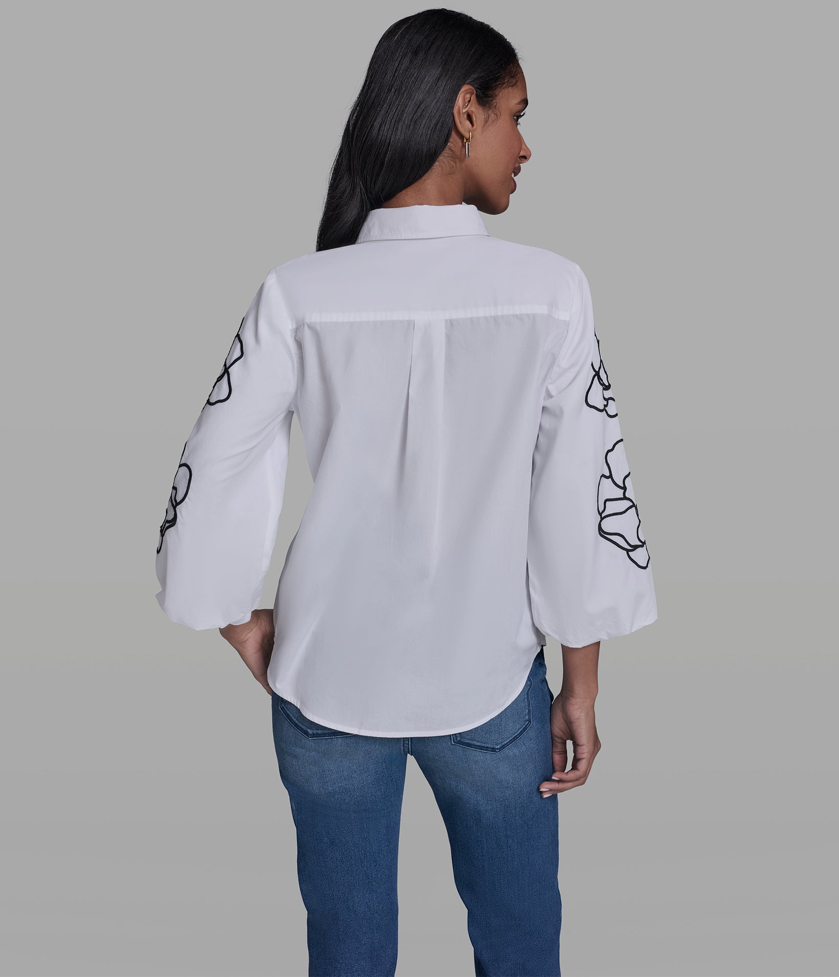 FLORAL EMBROIDERED SLEEVE SHIRT View 2 | Women's Clothing FLORAL EMBROIDERED SLEEVE SHIRT View 2 | Women's Clothing