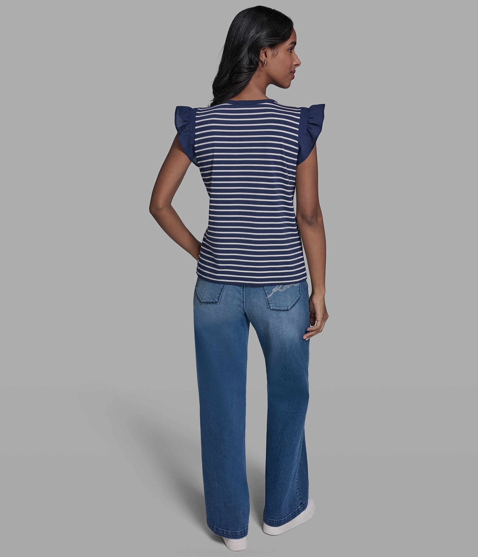 STRIPE RUFFLE KNIT TANK VIEW 5 | Women's Clothing Sale STRIPE RUFFLE KNIT TANK VIEW 5 | Women's Clothing Sale