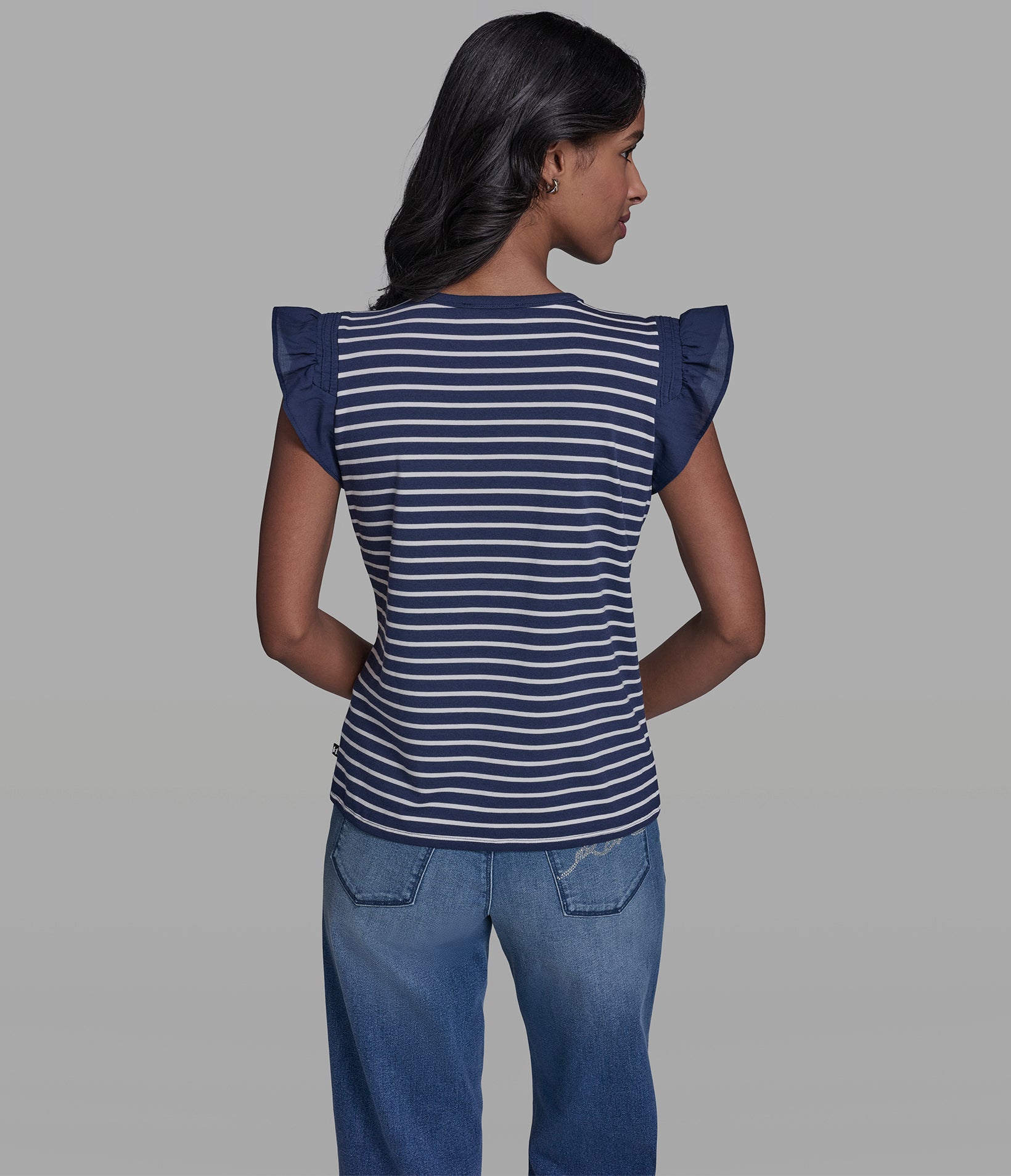 STRIPE RUFFLE KNIT TANK View 2 | Women's Tees & Tanks STRIPE RUFFLE KNIT TANK View 2 | Women's Tees & Tanks