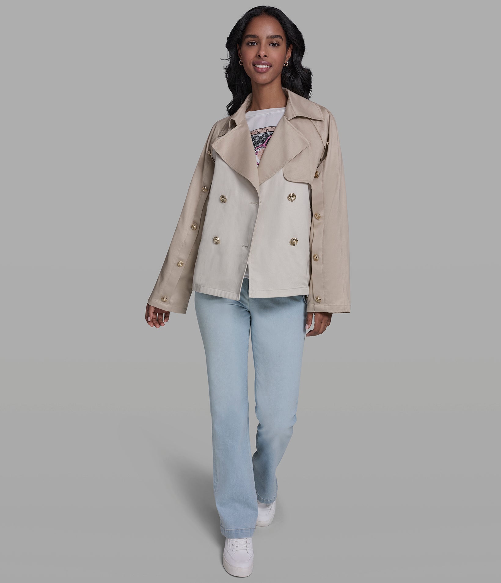 OVERSIZED CROPPED TRENCH COAT View 1 OVERSIZED CROPPED TRENCH COAT View 1