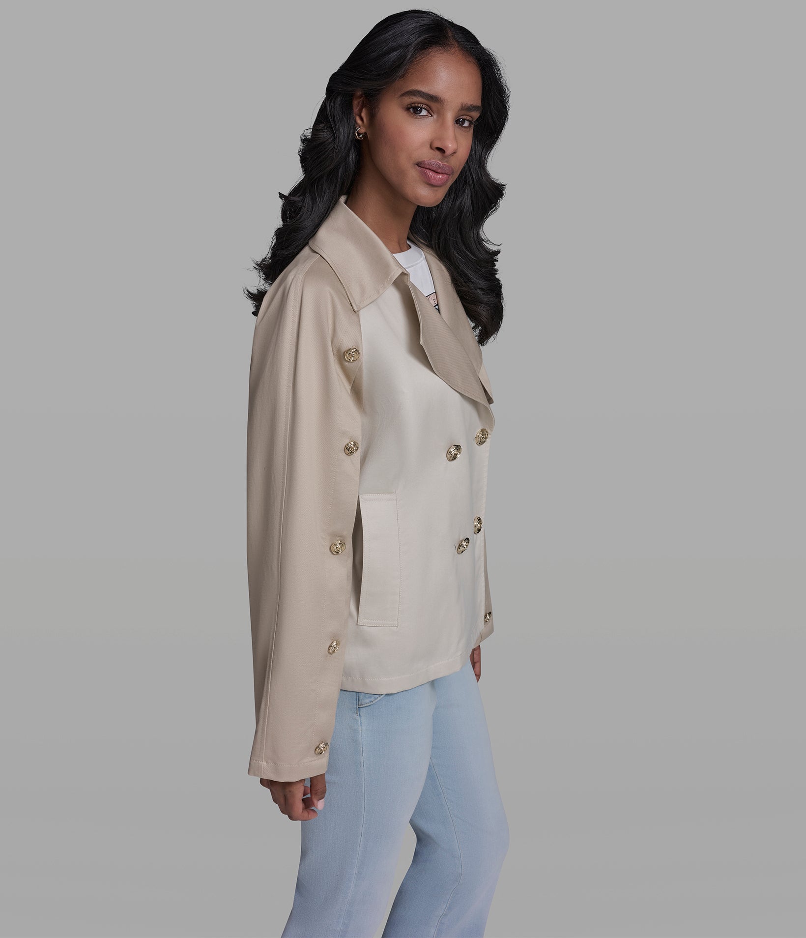 OVERSIZED CROPPED TRENCH COAT VIEW 4 OVERSIZED CROPPED TRENCH COAT VIEW 4