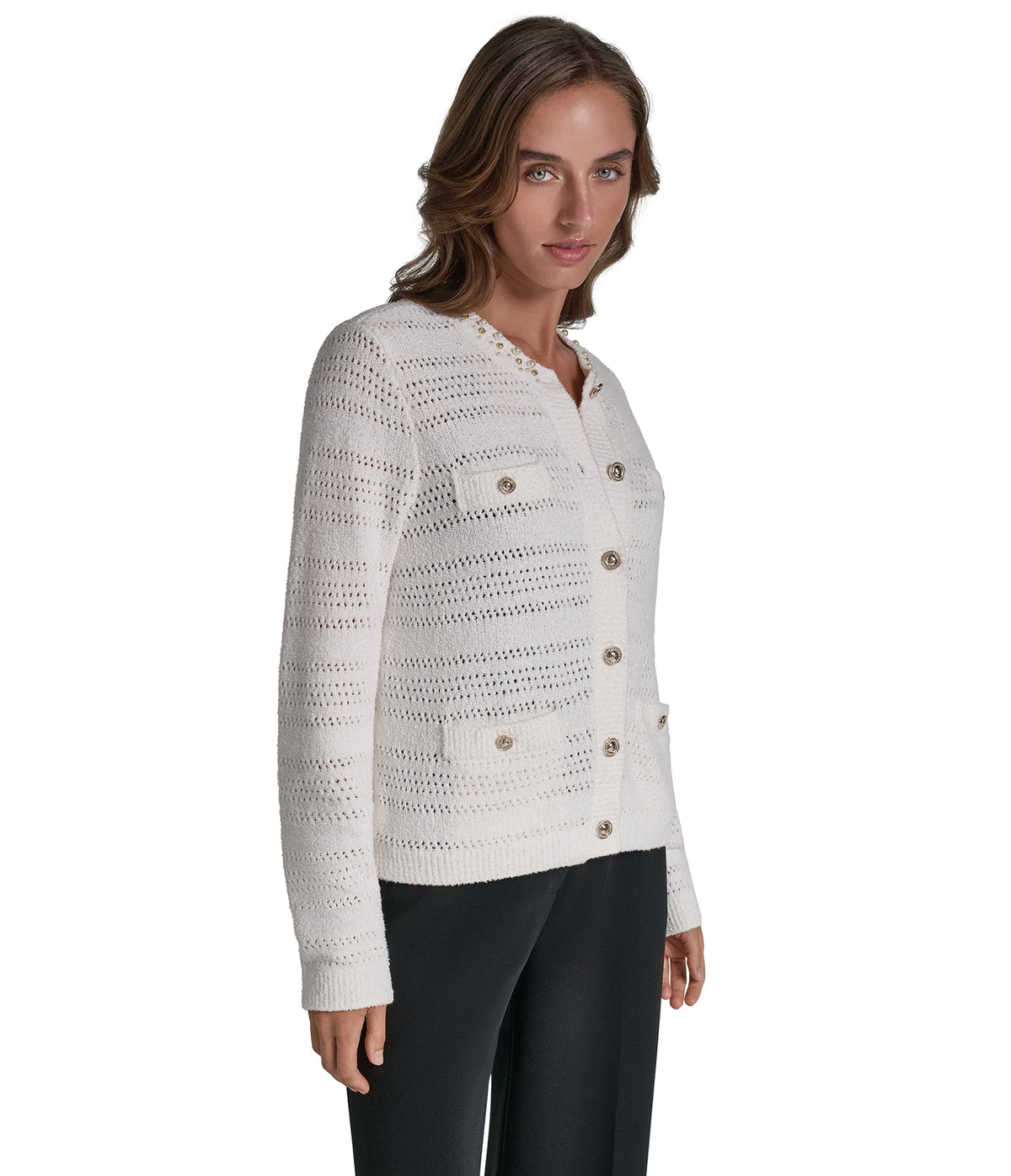 PEARL COLLAR LADY CARDIGAN VIEW 3 PEARL COLLAR LADY CARDIGAN VIEW 3