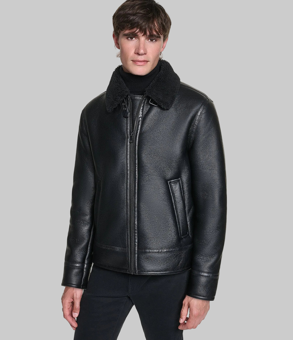 FAUX LEATHER SHEARLING AVIATOR JACKET View 1 | Holiday Sale FAUX LEATHER SHEARLING AVIATOR JACKET View 1 | Holiday Sale
