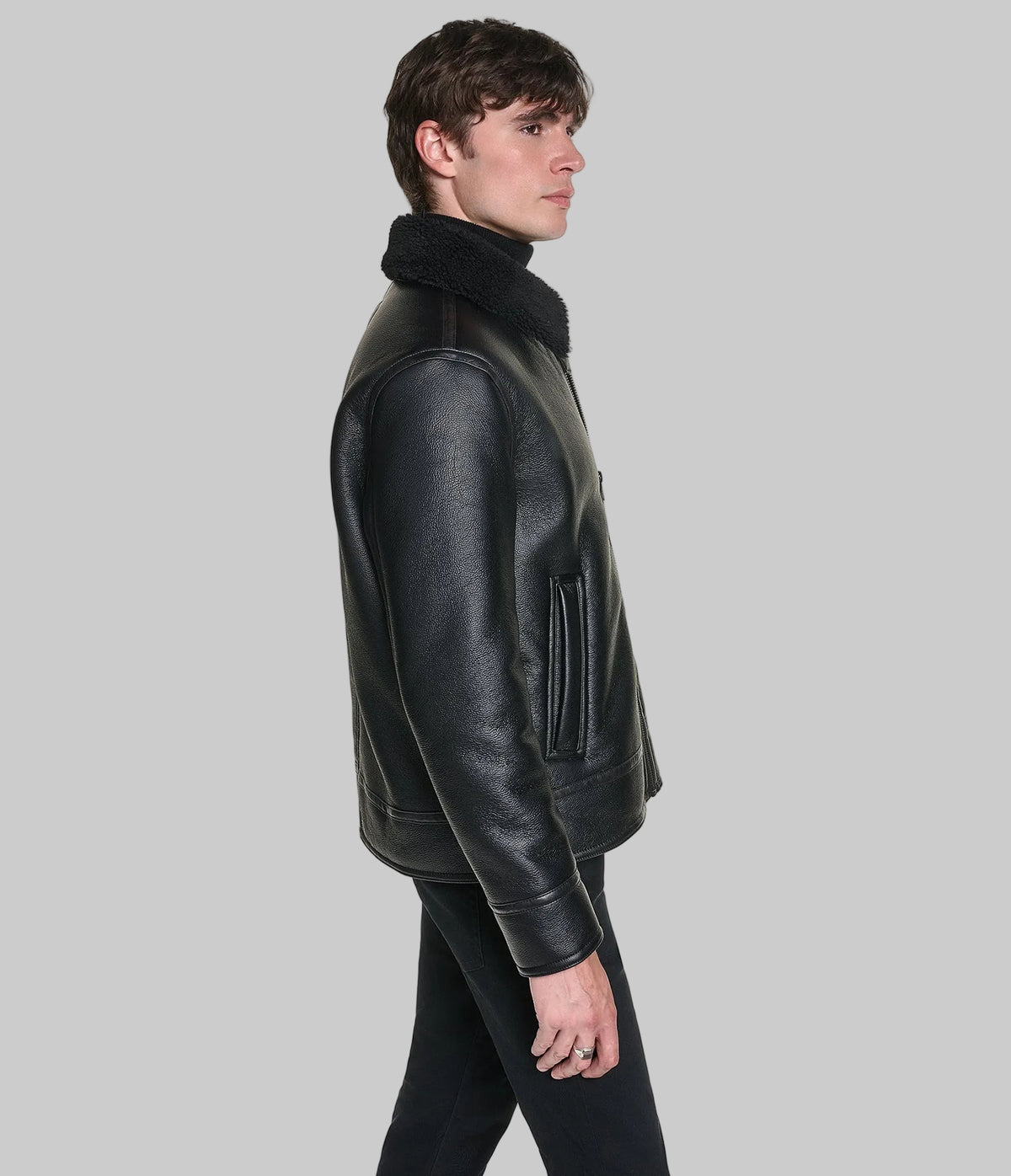 FAUX LEATHER SHEARLING AVIATOR JACKET VIEW 3 | Holiday Sale FAUX LEATHER SHEARLING AVIATOR JACKET VIEW 3 | Holiday Sale