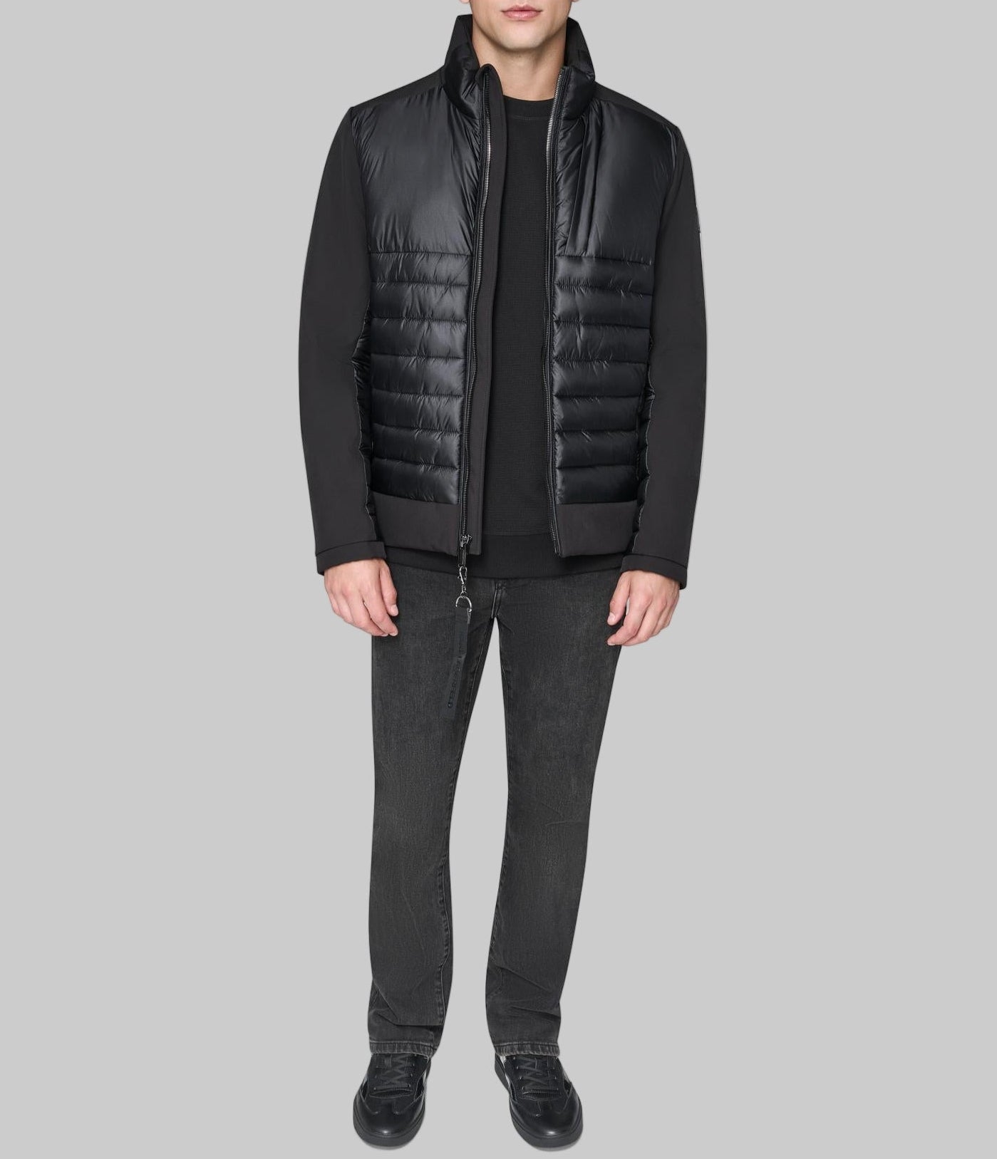 STAND COLLAR MIXED MEDIA PUFFER VIEW 3 | Men's Clothing STAND COLLAR MIXED MEDIA PUFFER VIEW 3 | Men's Clothing