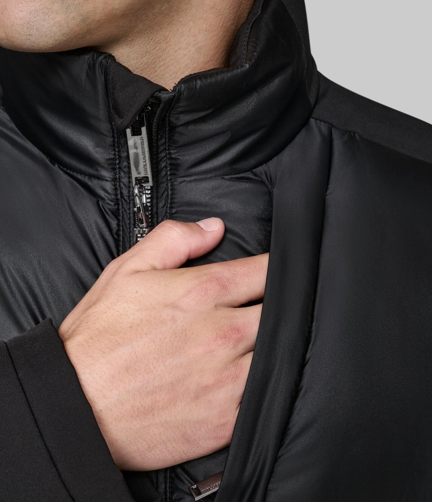 STAND COLLAR MIXED MEDIA PUFFER VIEW 6 | Men's Clothing STAND COLLAR MIXED MEDIA PUFFER VIEW 6 | Men's Clothing