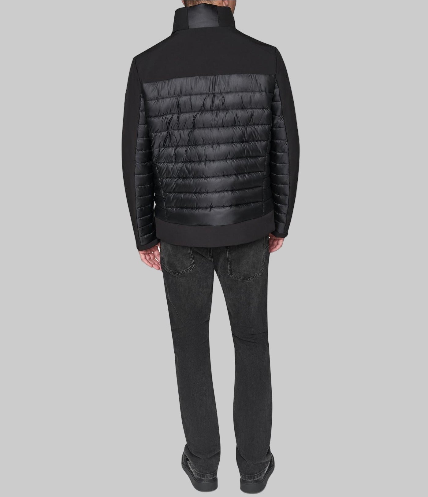 STAND COLLAR MIXED MEDIA PUFFER View 2 | Men's Clothing STAND COLLAR MIXED MEDIA PUFFER View 2 | Men's Clothing