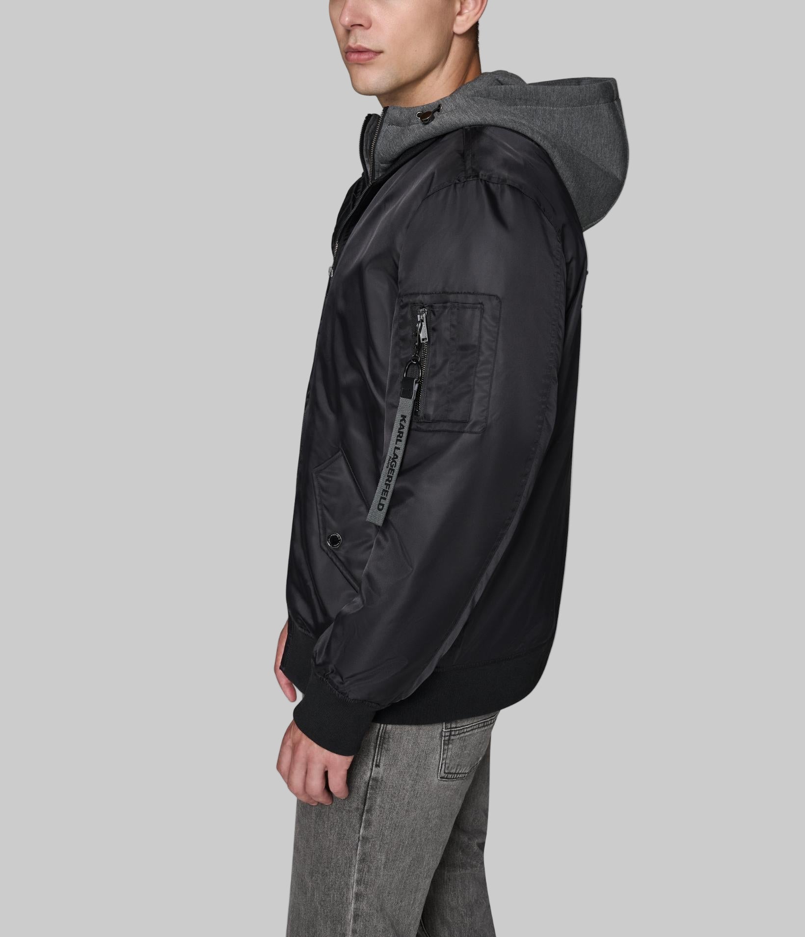 HOODED SIGNATURE LOGO BOMBER JACKET VIEW 6 HOODED SIGNATURE LOGO BOMBER JACKET VIEW 6