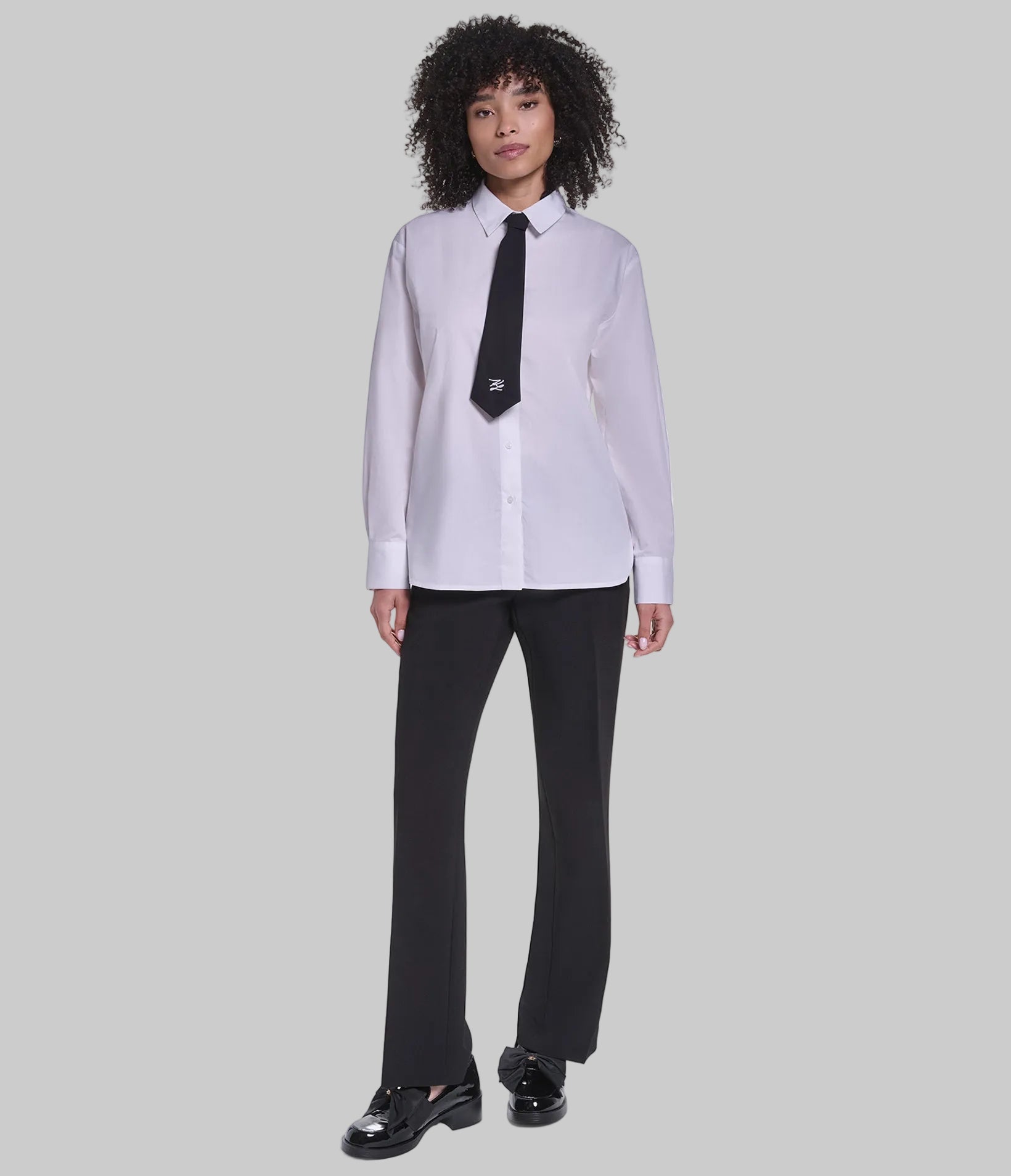 LONG SLEEVE POPLIN SHIRT WITH TIE VIEW 5 LONG SLEEVE POPLIN SHIRT WITH TIE VIEW 5